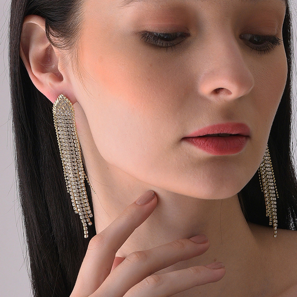 SOHI Women's Gold Bling Cluster Drop Earrings