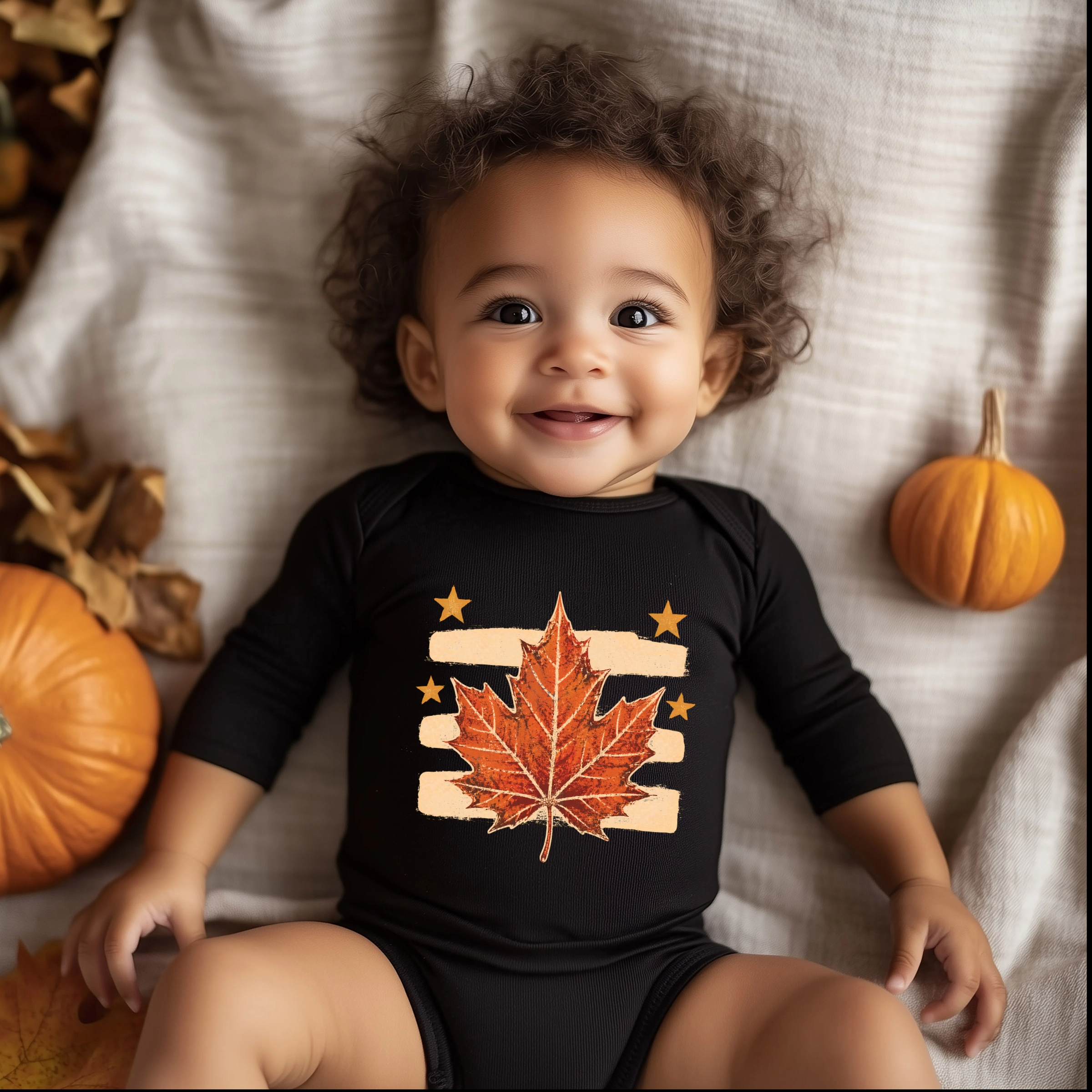 The Juniper Shop - Infant Long Sleeve Bodysuit Fall Leaf Stripes