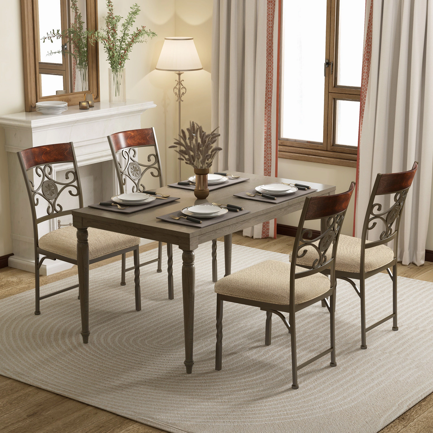 LJG Dining Room Chairs Armless Kitchen Chairs Set with Seat Cushion