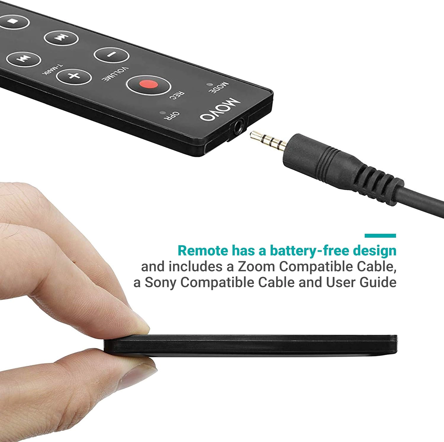 Movo REC-4 Wired Remote Control for Zoom H2n H4n Pro H5 H6 Portable Digital Handy Recorders