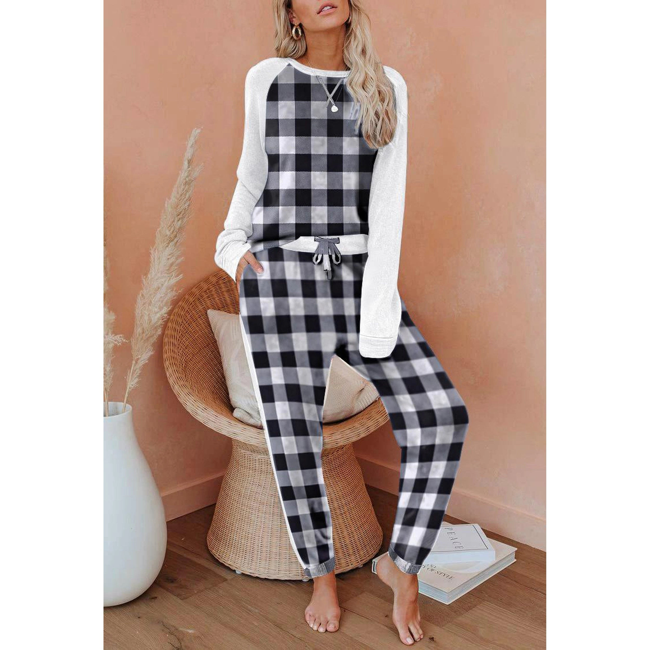 Ekouaer Womens Pajama Set Long Sleeve Pajamas Two Piece Lounge Sweatshirt and Pants