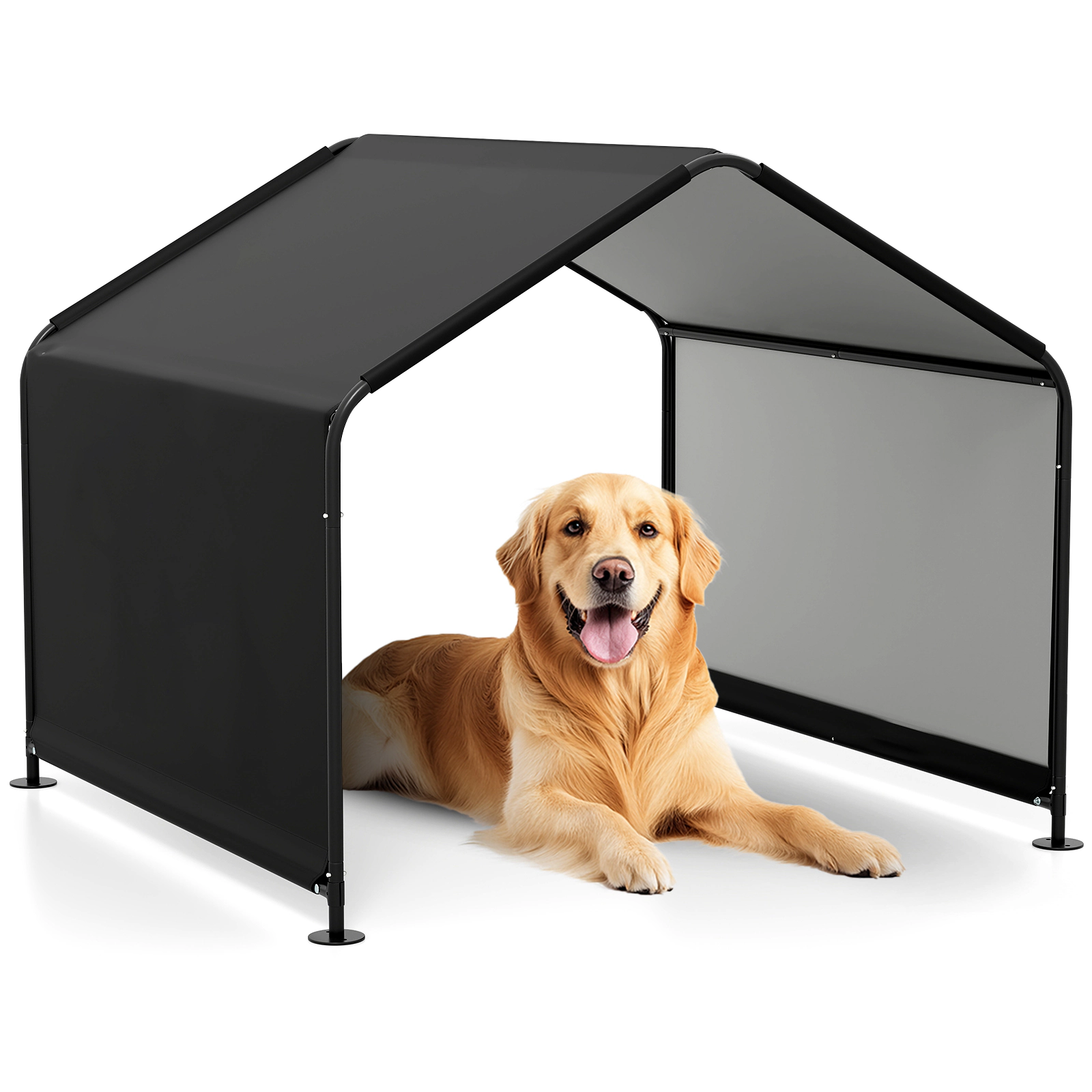 SUGIFT Outdoor Dog Shade Shelter Pet Feeding Area Cover PU Coated 420D Oxford 51 x 46.5 x 42.5-in 13.5-lb Black/Gray