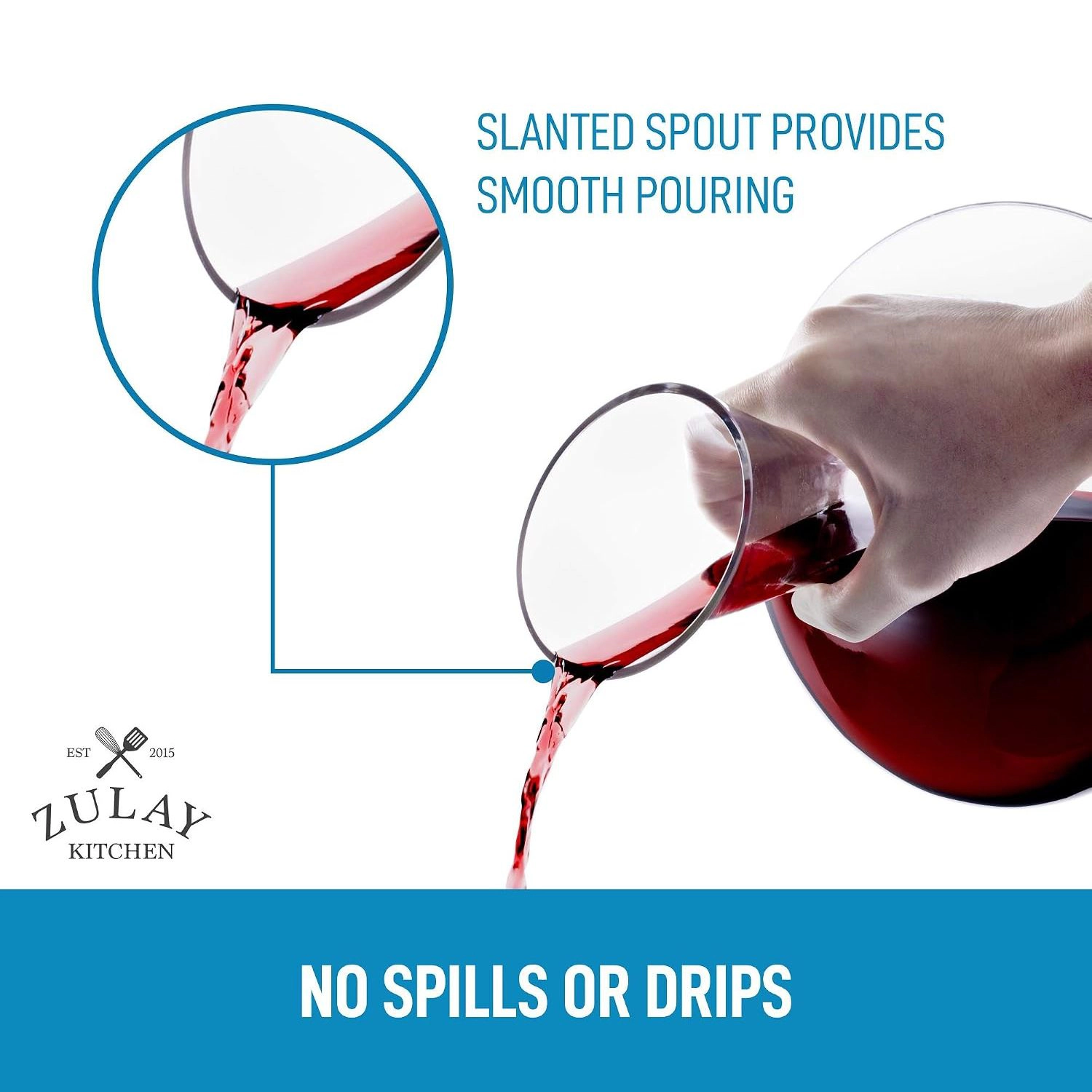 Zulay Kitchen Red Wine Decanter - Hand Blown Crystal Aerator - Carafe Pitcher for Full Bottle