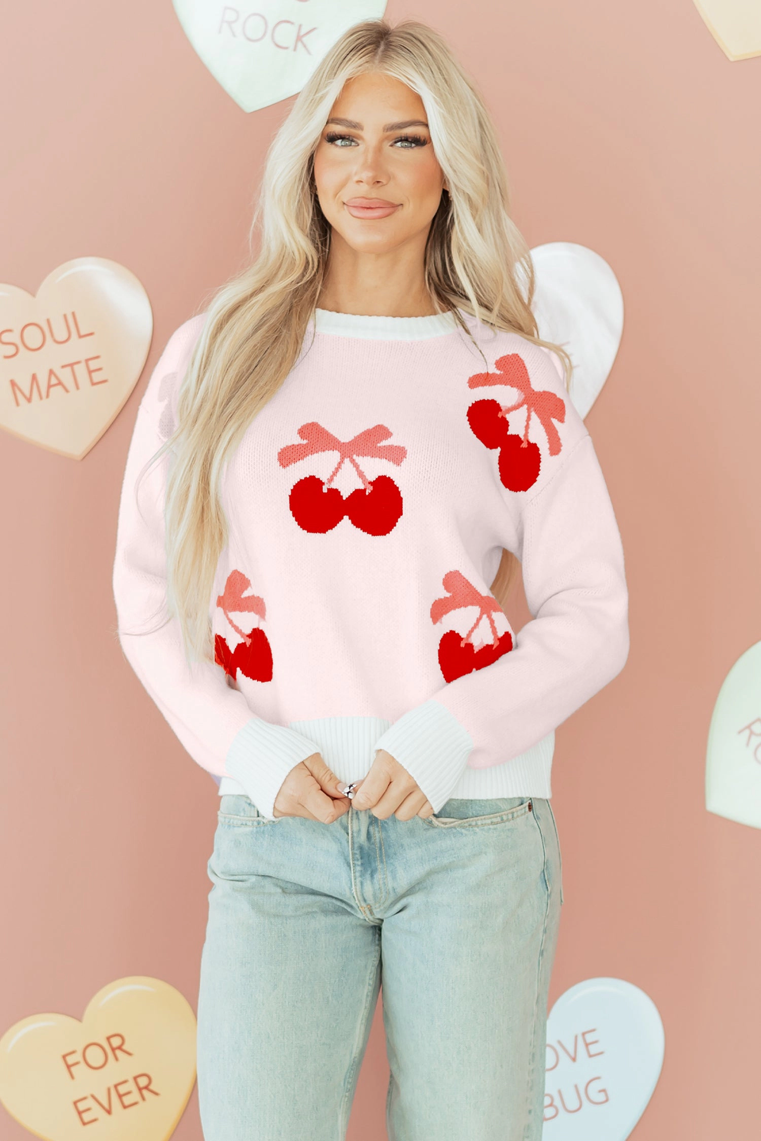 Threaded Pear Women's Nevaeh Pattern Drop Shoulder Sweater