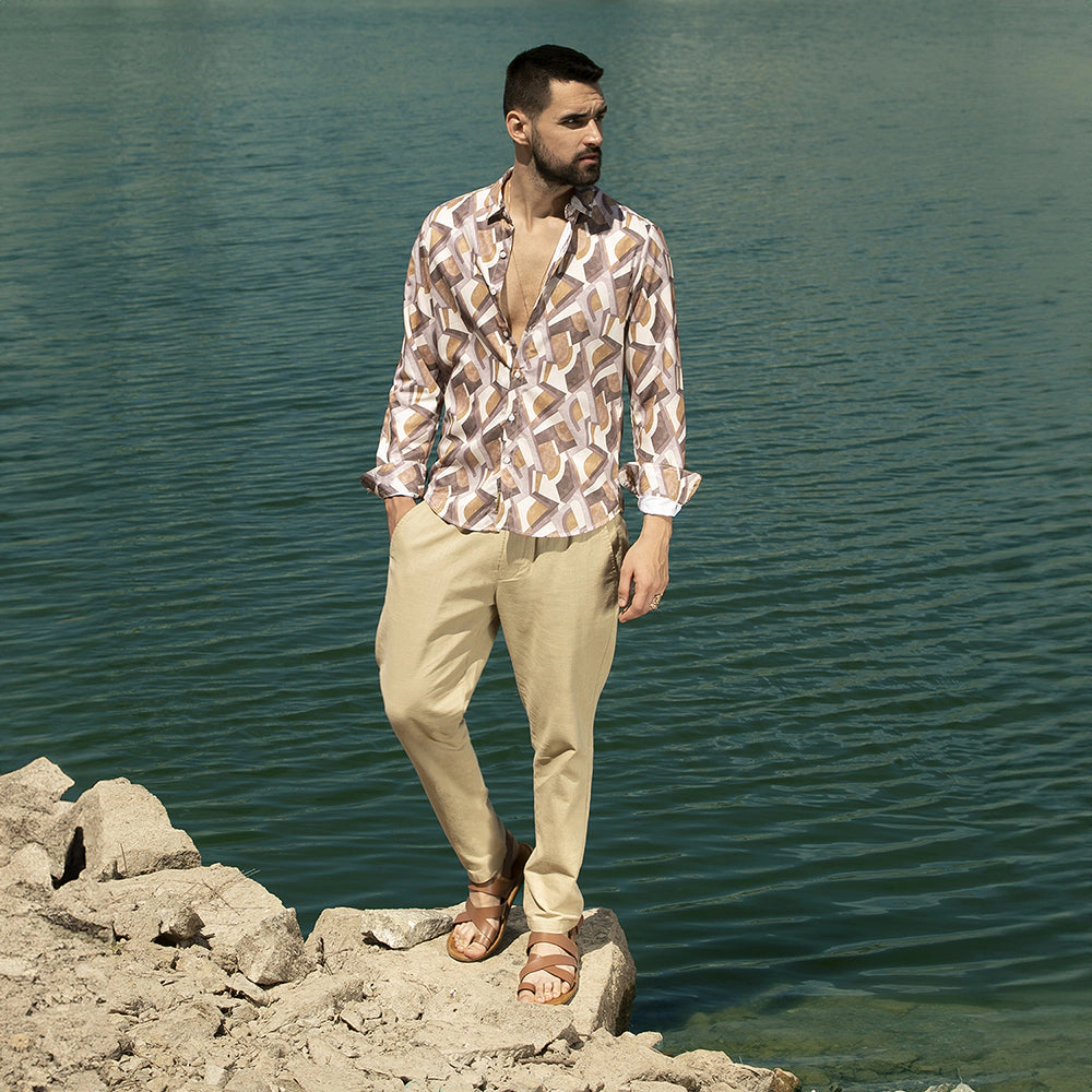 Campus Sutra Men's Abstract Block Shirt