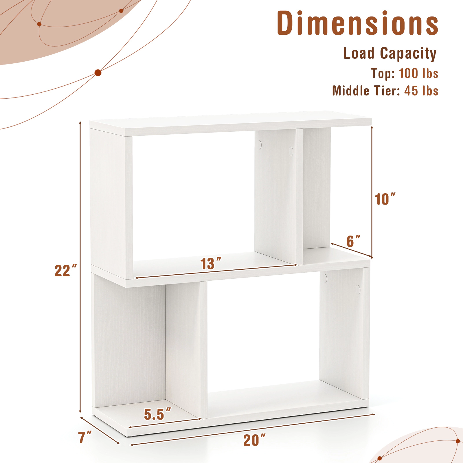 SUGIFT 3-Tier White 22-in Narrow Bookshelf Side Table with Display Shelves for Small Spaces and Bedroom