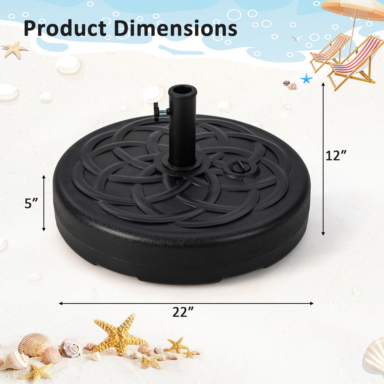 Slickblue Outdoor Umbrella Base Stand with HDPE Reservoir for 10 Ft Umbrellas