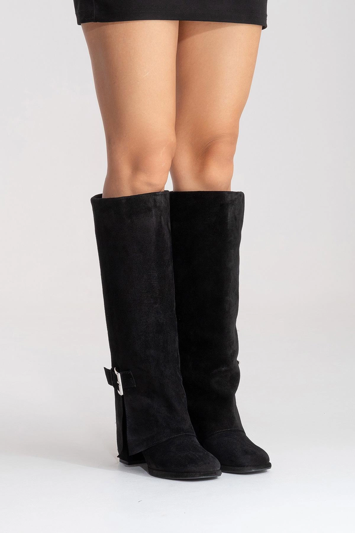 Forever & Always Womens Lojo Leather Block Heel Boot