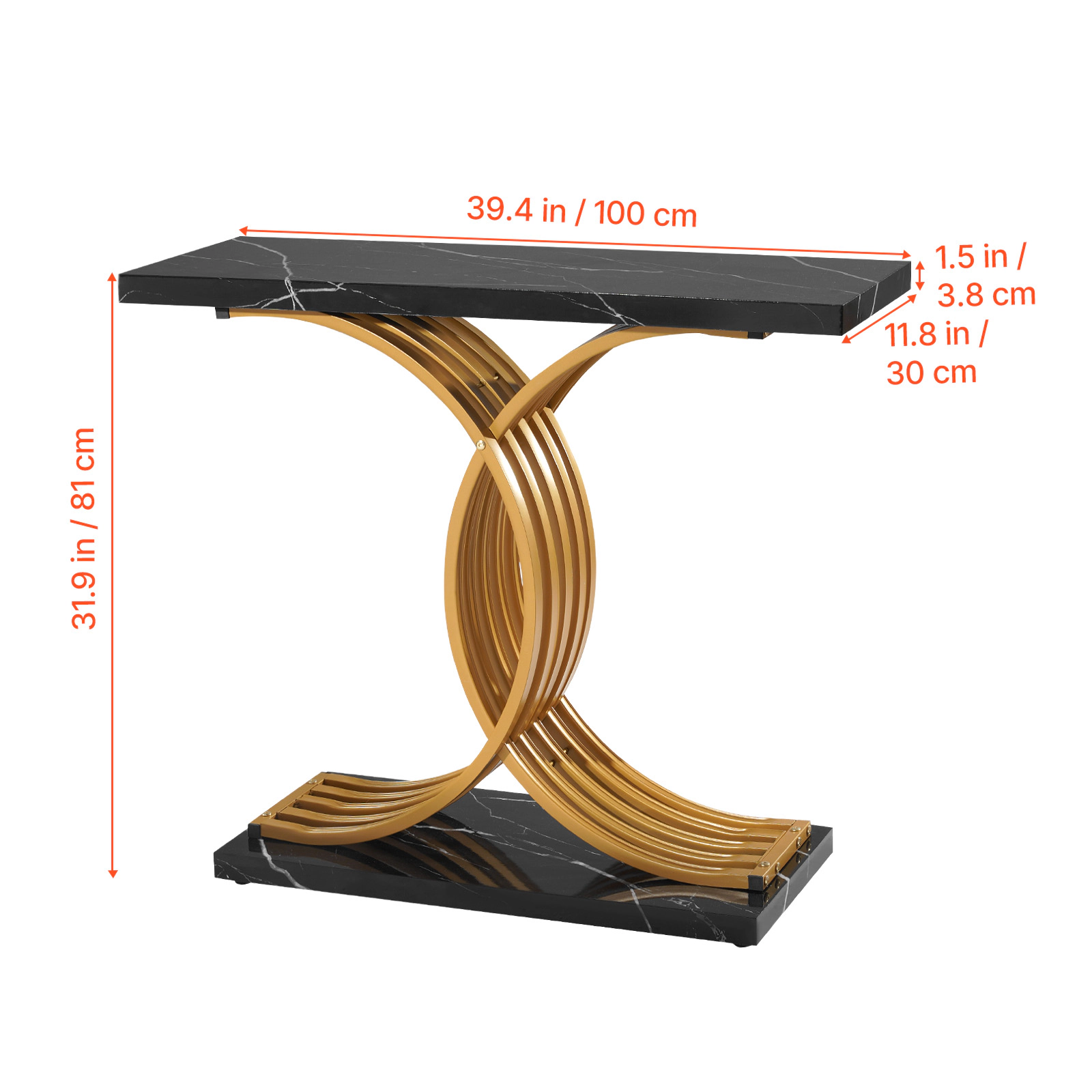 HONGGE Farmhouse Console Table Behind Couch, Wooden Rectangle Narrow Sofa Desk for Hallway Bedroom Living Room Foyer