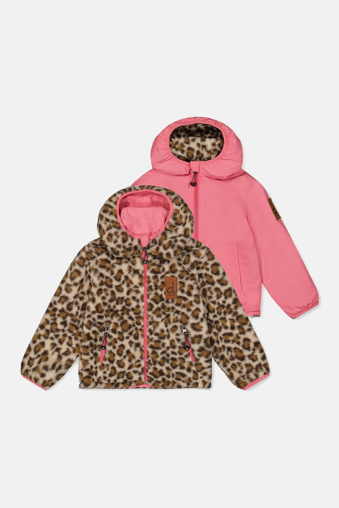 Deux par Girls Leopard Print Reversible Mid-Season Jacket