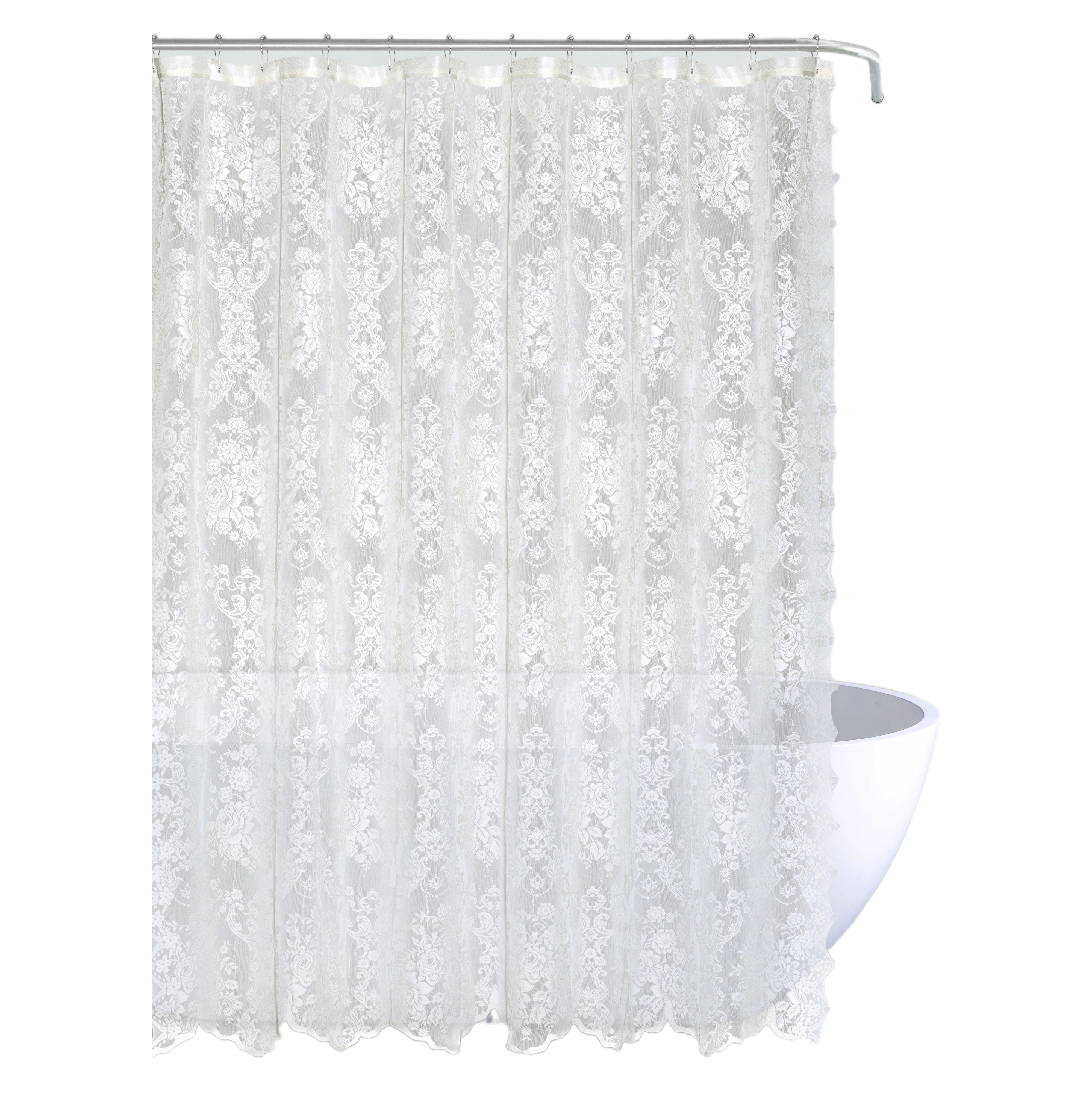 Kate Aurora Country Farmhouse Shabby Chic Floral Lace Shower Curtain