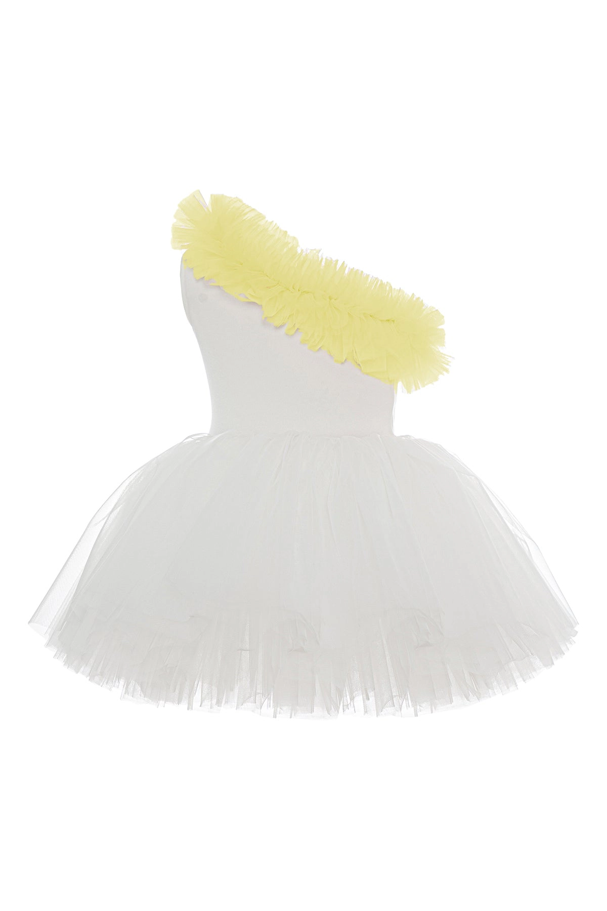 Mini Celebrities Girls One Shoulder Yellow Ruffle Tutu Dress