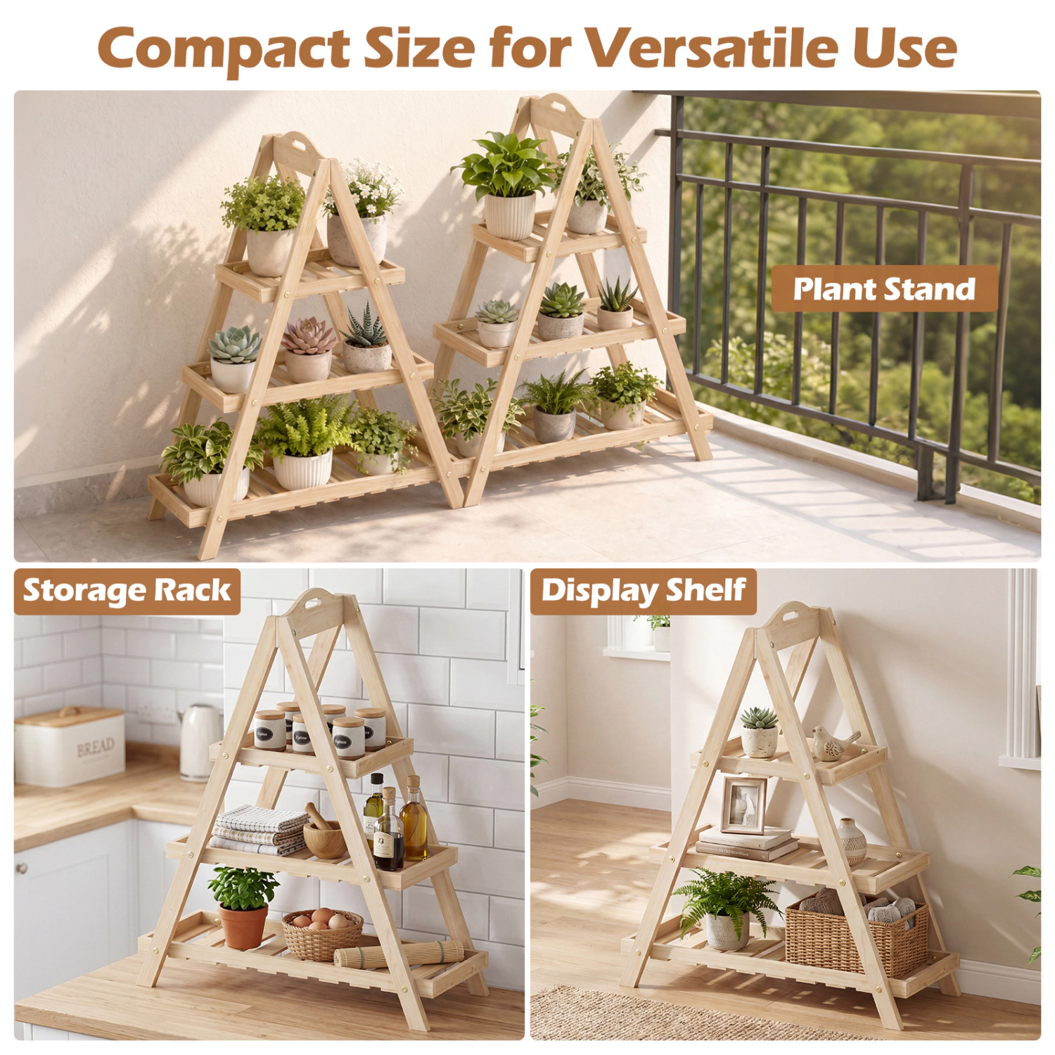 Hivvago 3-Tier Plant Shelf for Indoor and Outdoor Use