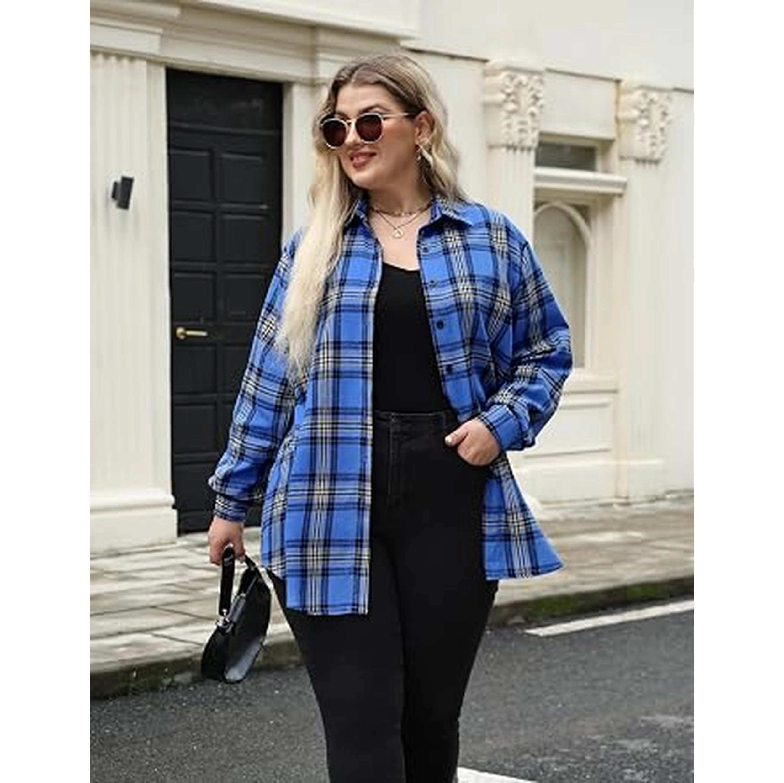 Zeagoo Women's Plaid Flannel Button Down Shirts Long Sleeve Collared Casual Shacket