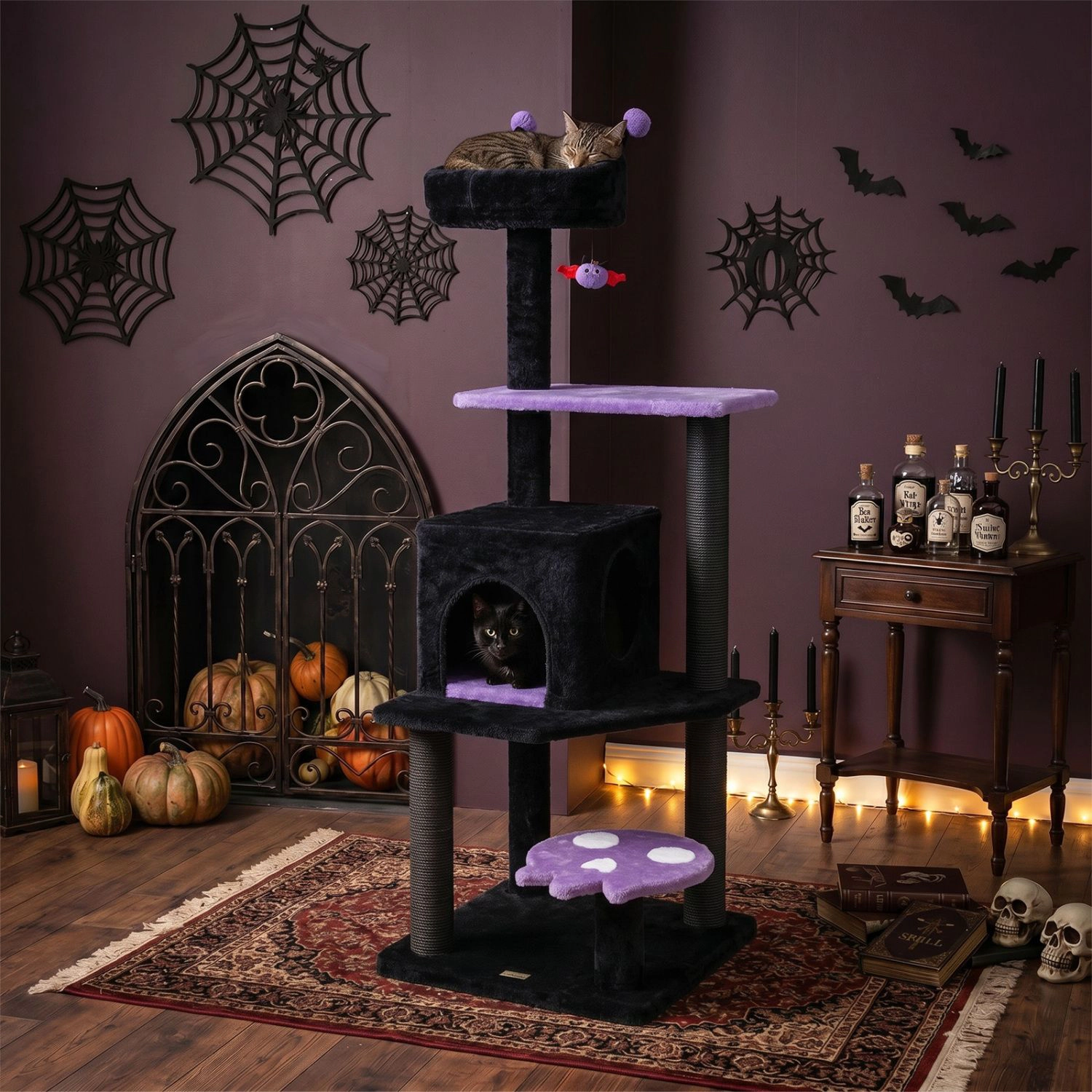 SlickBlue 57-Inch Cat Tower with Condo, Perch and Scratching Posts