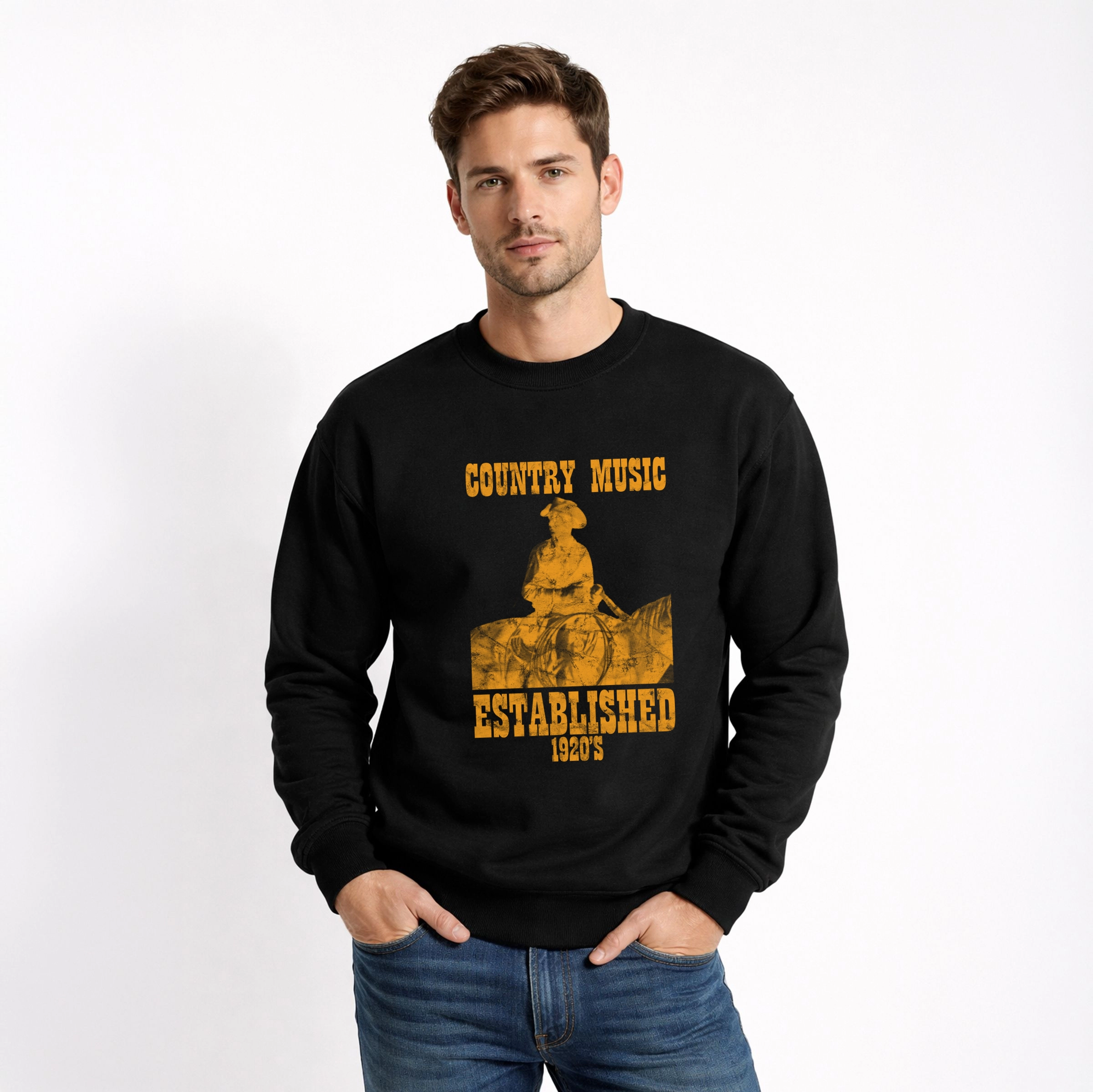 Simply Sage Market - Men's Graphic Sweatshirt Country Music EST 1920s