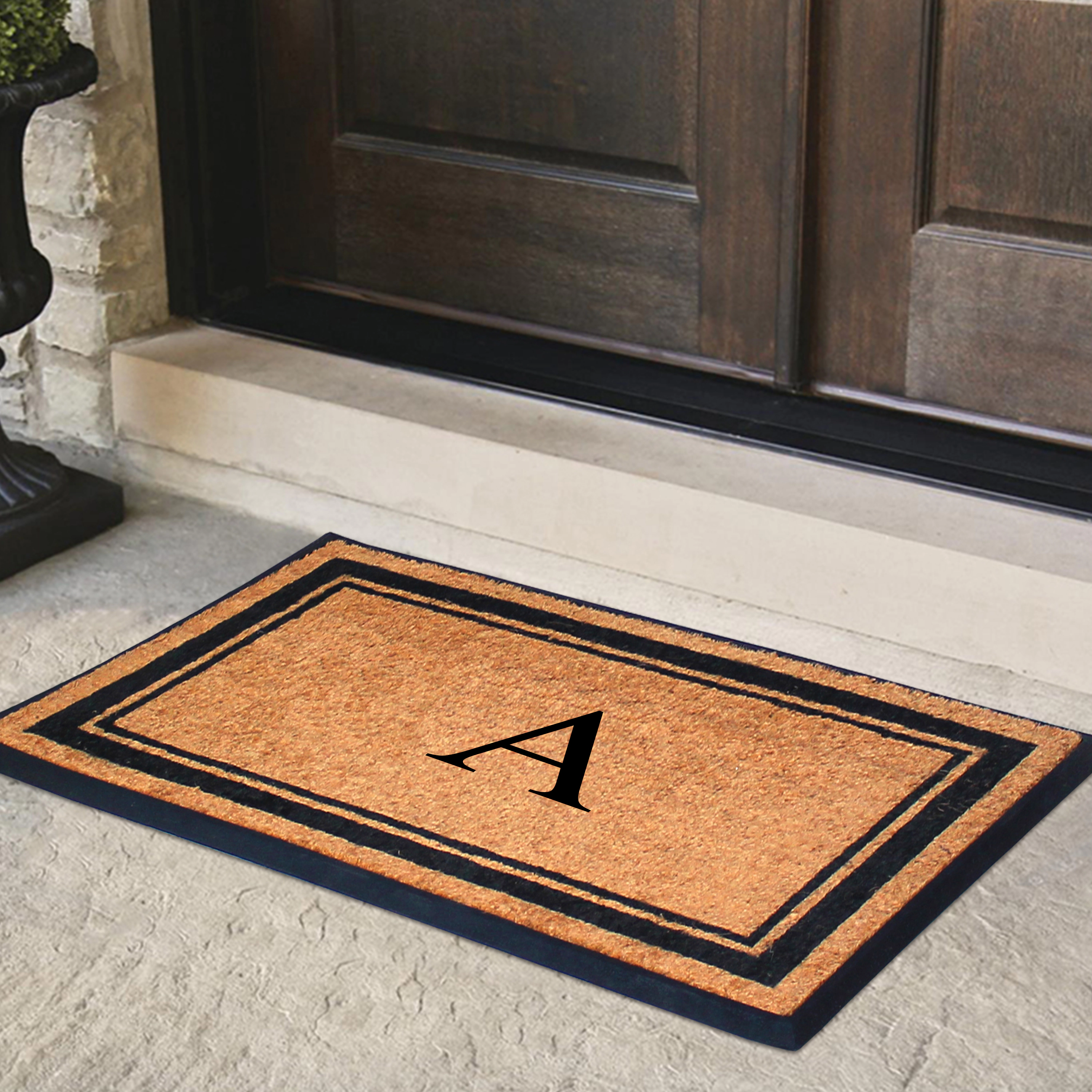 A1 Home Collections Natural Coir & Rubber Front Door Mat Heavy Duty Outdoor Doormat 30 x 48 Letter M