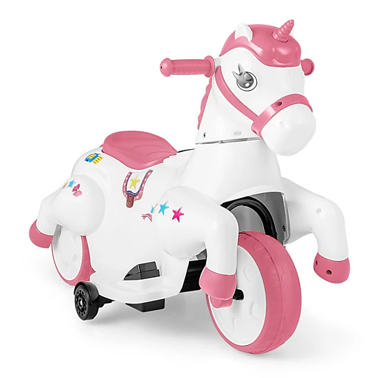 SUGIFT 12V Kids Unicorn Ride On Toy with Training Wheels and Horse ...