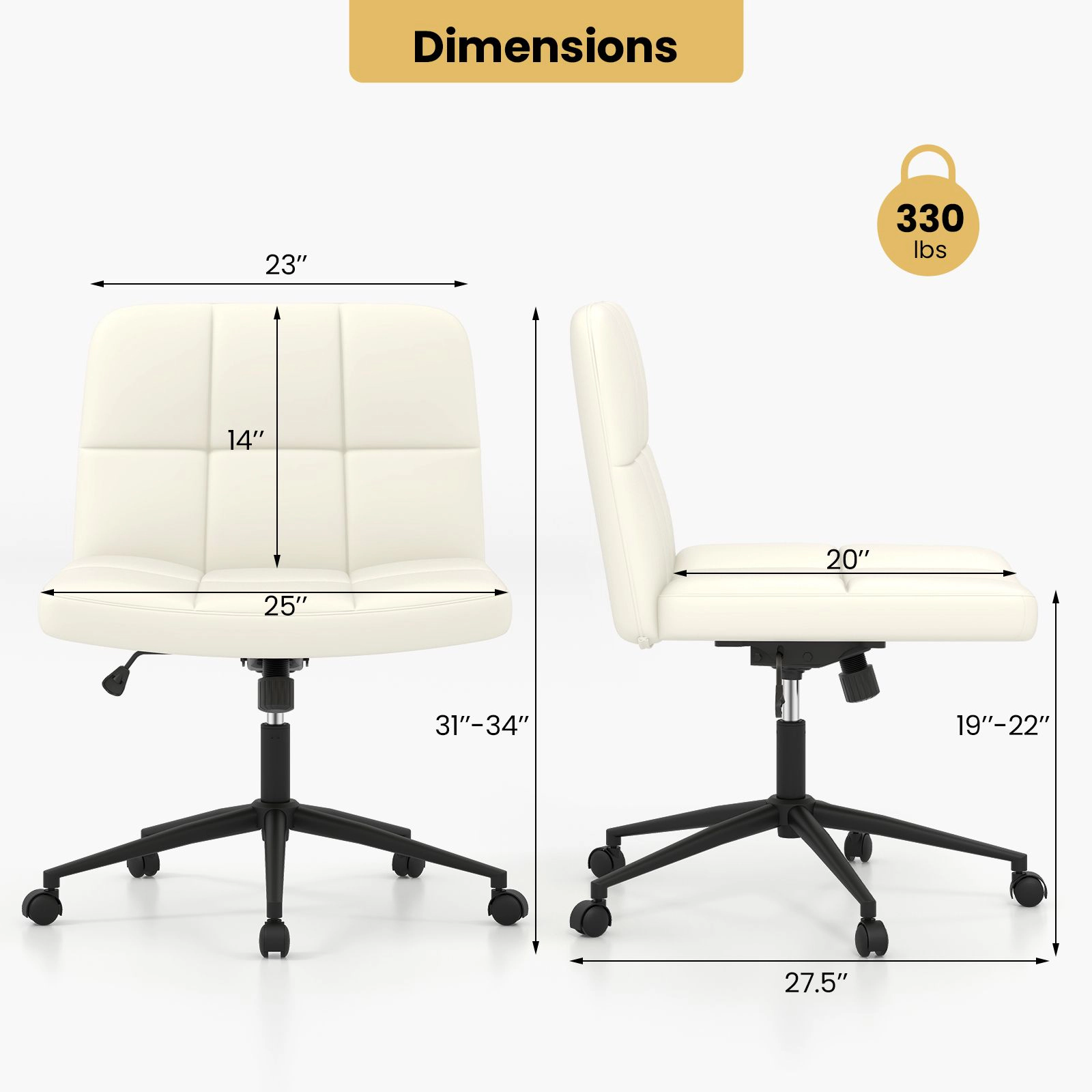 SlickBlue Armless Computer Chair with Rocking Function and Base