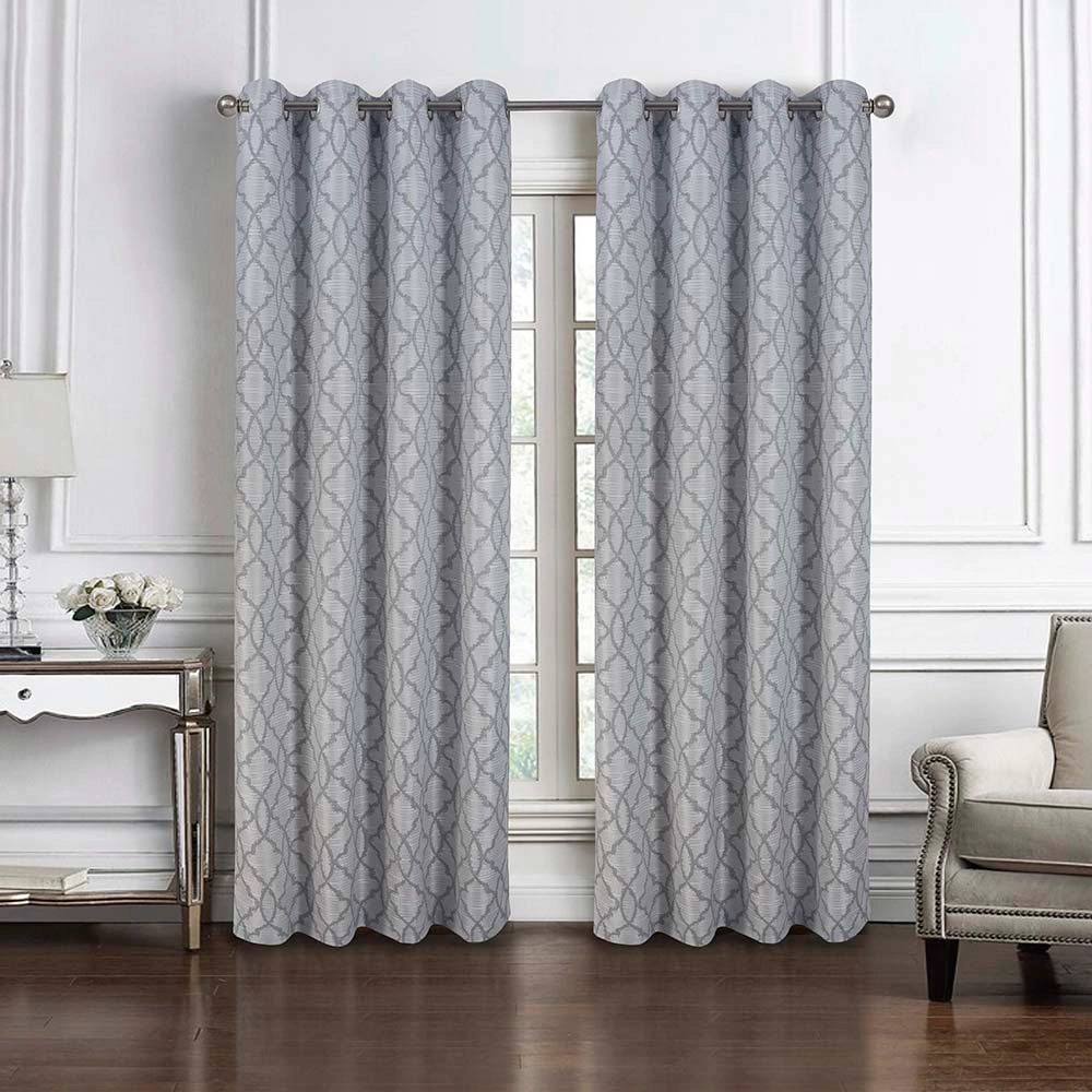 RT Designers Collection Brookfield Jacquard High Quality Light Filtering Grommet Curtain Panel 54" x 90" Silver
