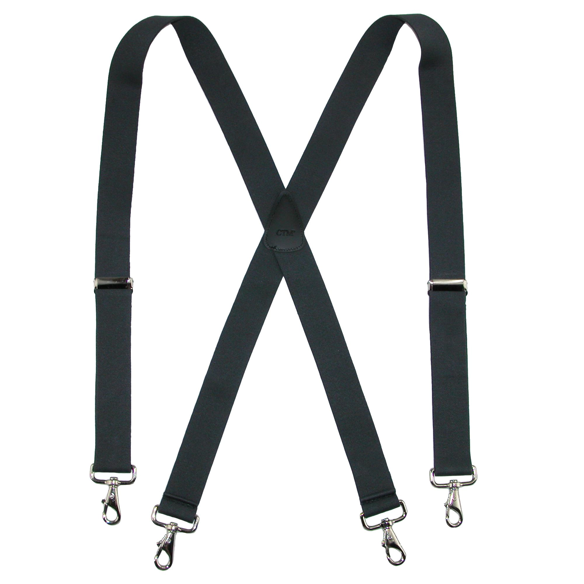CTM Men's Big & Tall Elastic Solid X-Back Suspender with Swivel Hook Ends