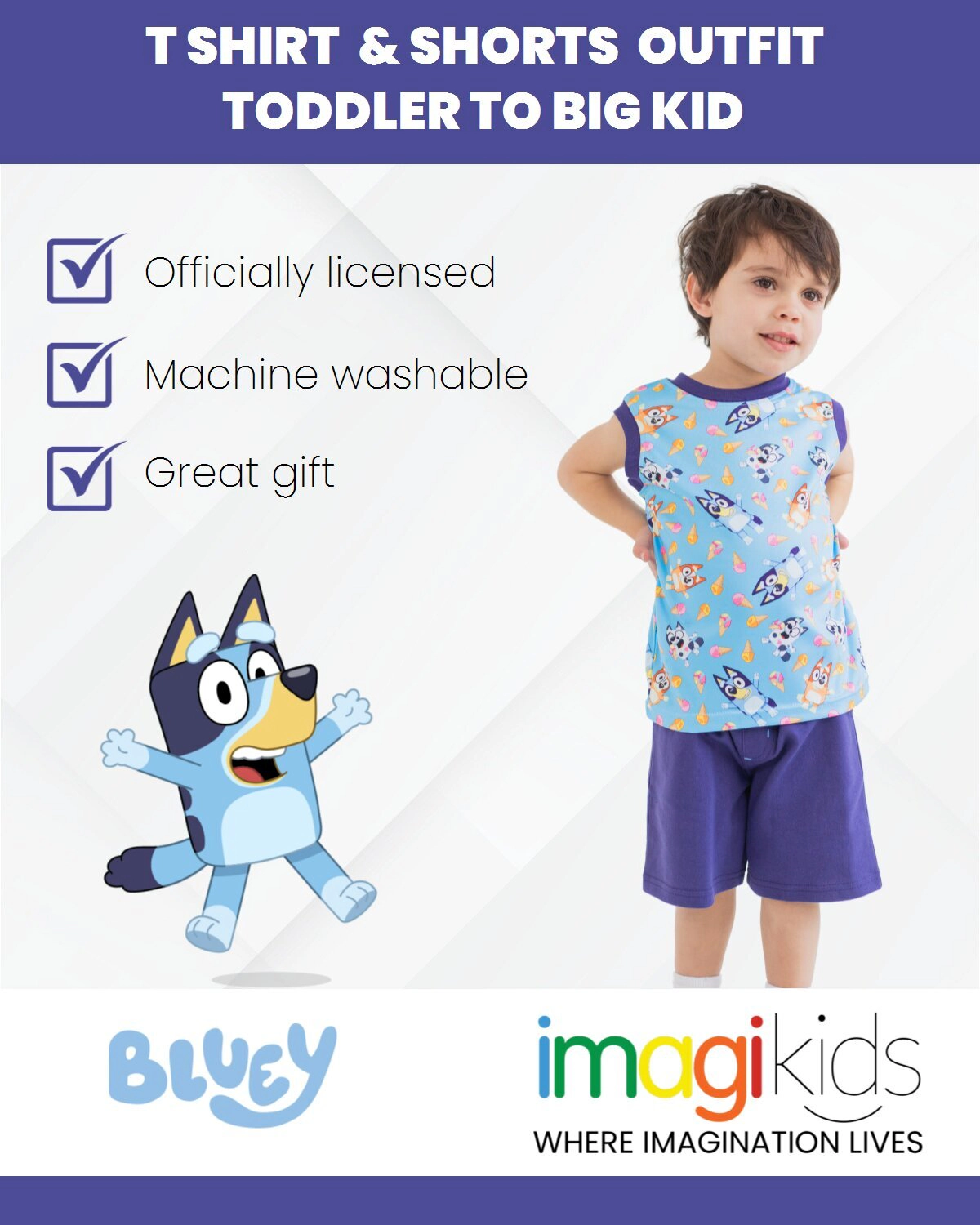 Bluey Boys' T-Shirt Tank Top and Shorts Set