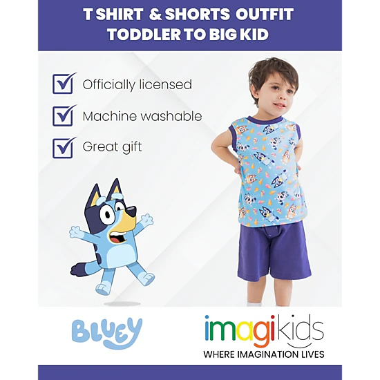 Bluey Boys' T-Shirt Tank Top and Shorts Set