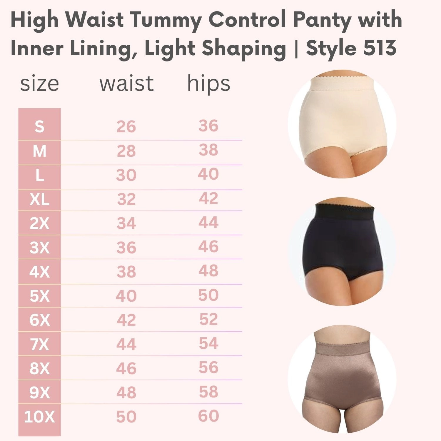 Rago High Waist Tummy Control Panty with Inner Lining, Light Shaping Style