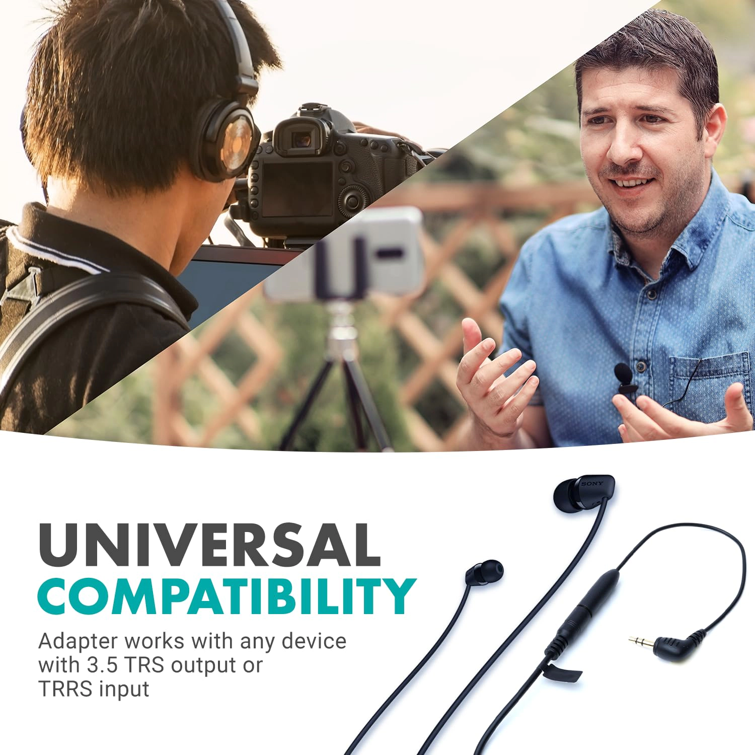 Movo MC4 TRRS to TRS Adapter - 3.5mm (Female) TRRS Microphone Adapter Cable to 3.5mm TRS (Male) for Cameras
