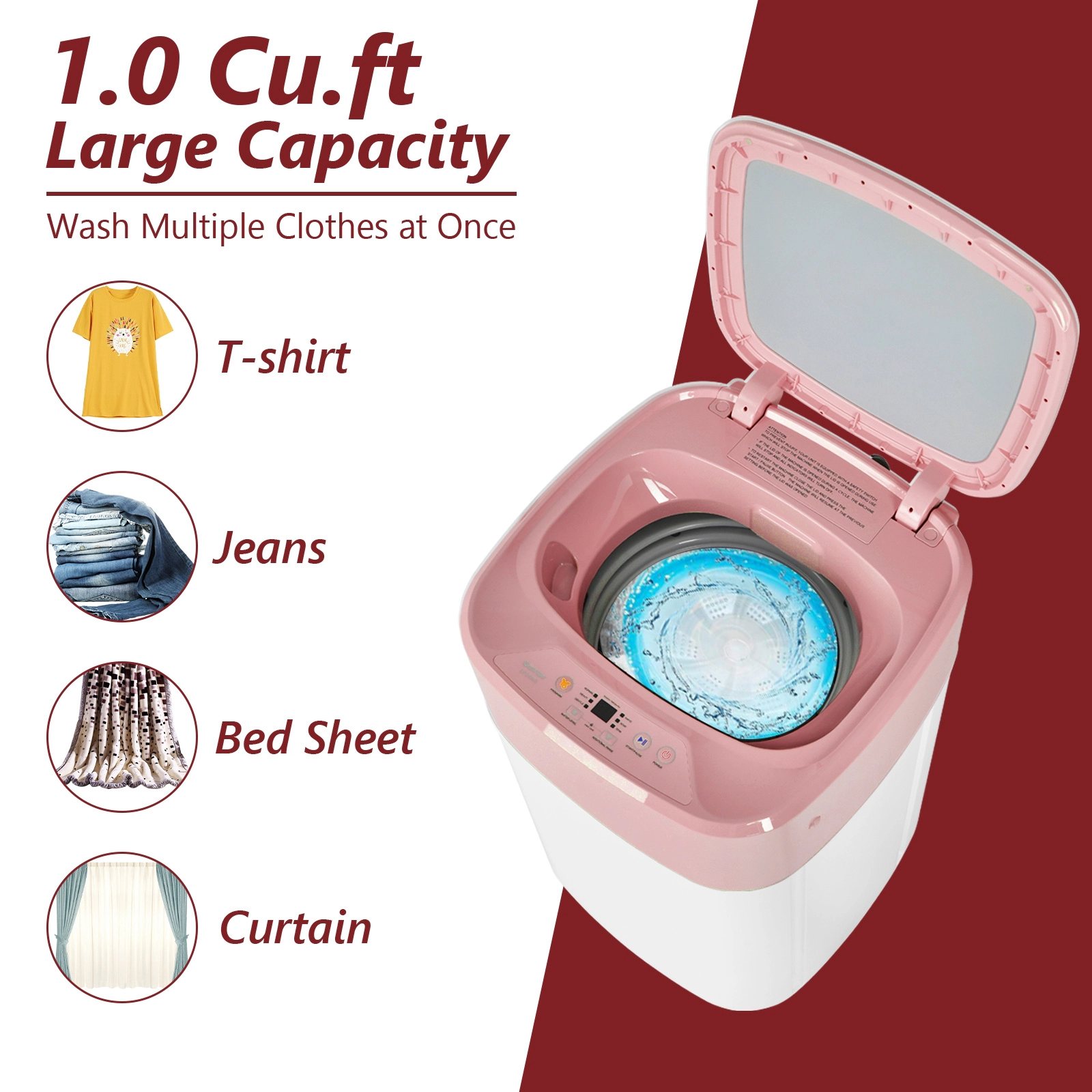 LJG 8lbs Portable Fully Automatic Washing Machine with Drain Pump
