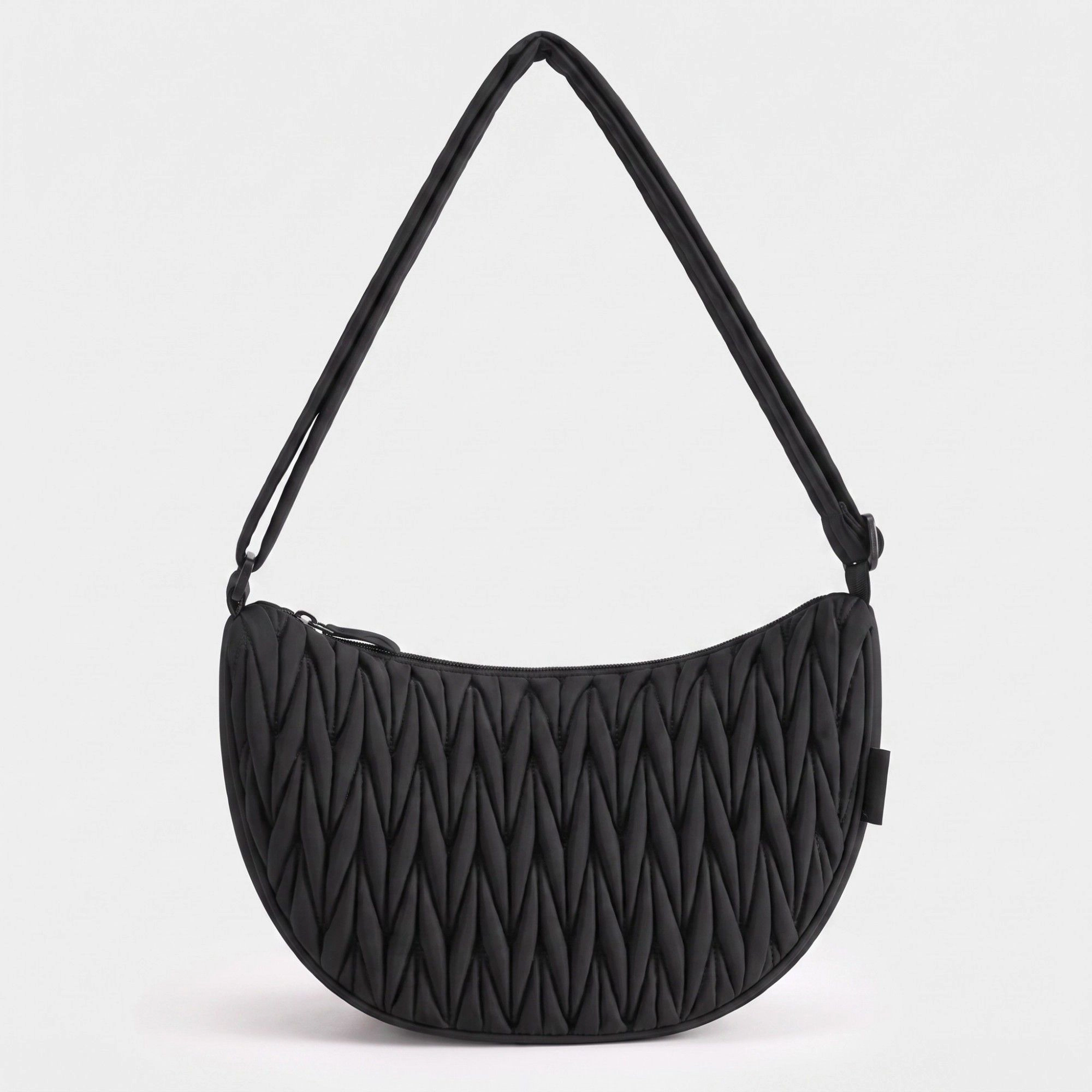 Alilang Women's Ruched Crescent Shoulder Bag with Knotted Wide Adjustable Strap 11.8x3.5x6.3in