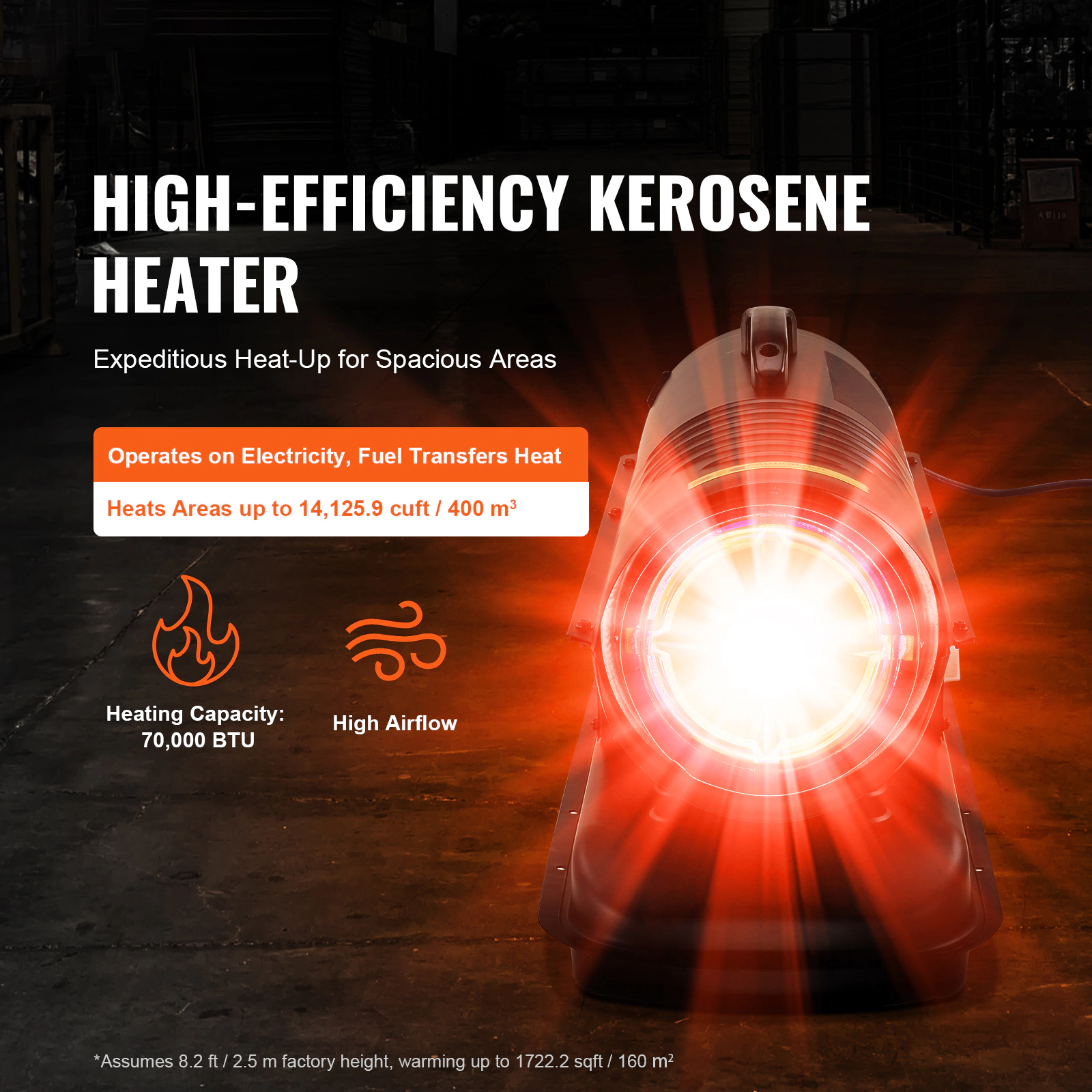 HONGGE Kerosene Forced Air Heater Portable Torpedo Diesel Space Heater with Thermostat Tank Energy-Efficient heavy-duty