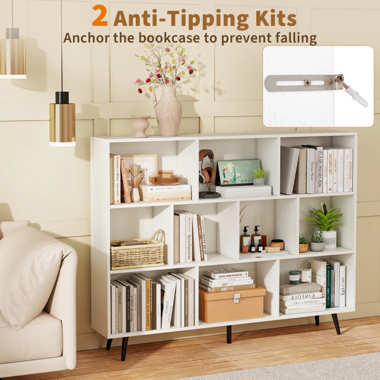 Hivvago Cube Bookcase with 5 Tapered Metal Legs-Off White