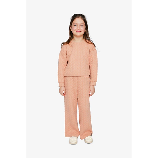 Deux par Deux Girls Quilted Diamond Jacquard Wide Leg Pants