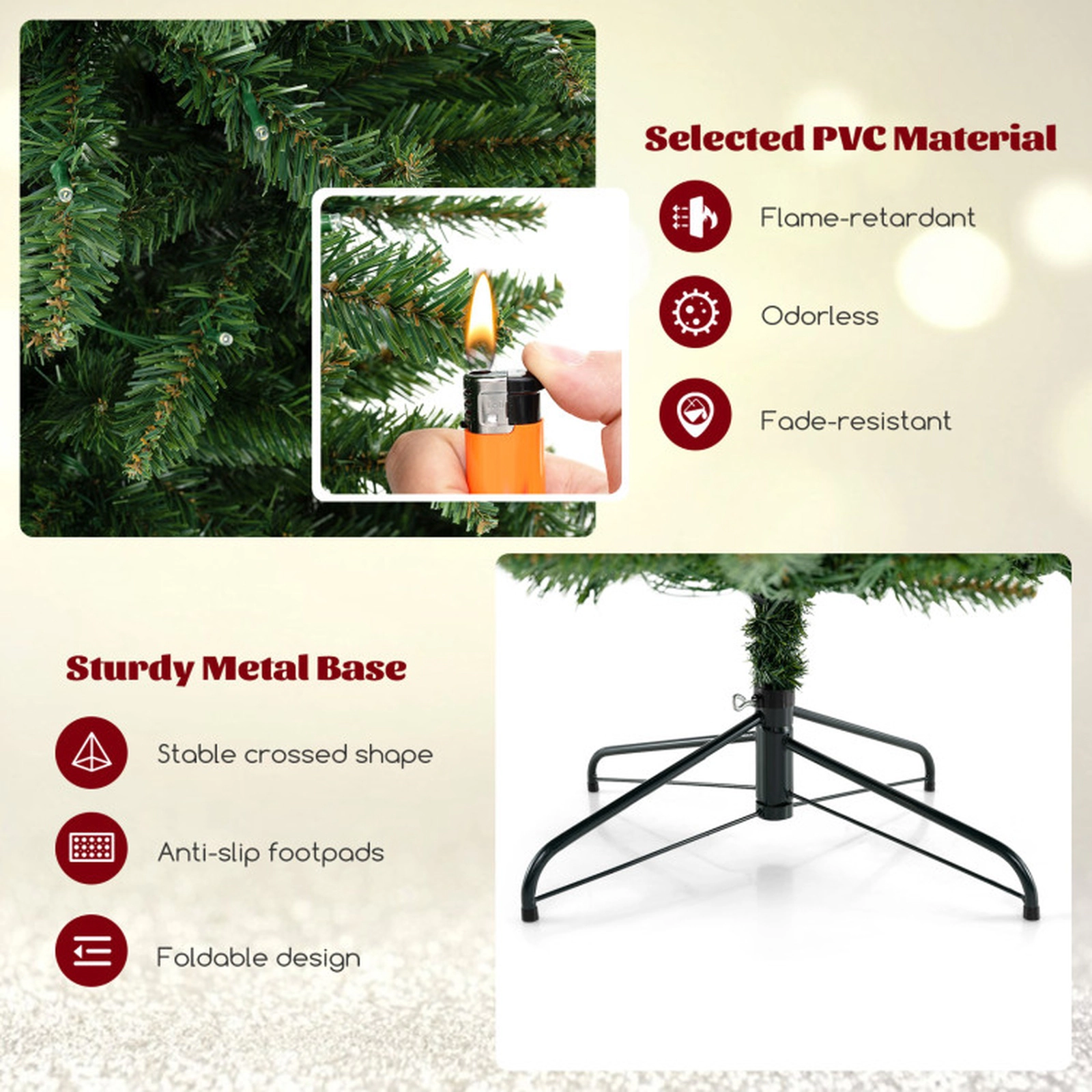 SUGIFT 8-ft Corner Pre-Lit Artificial Christmas Tree with 1137 Branch Tips and 360 Warm White LED Lights