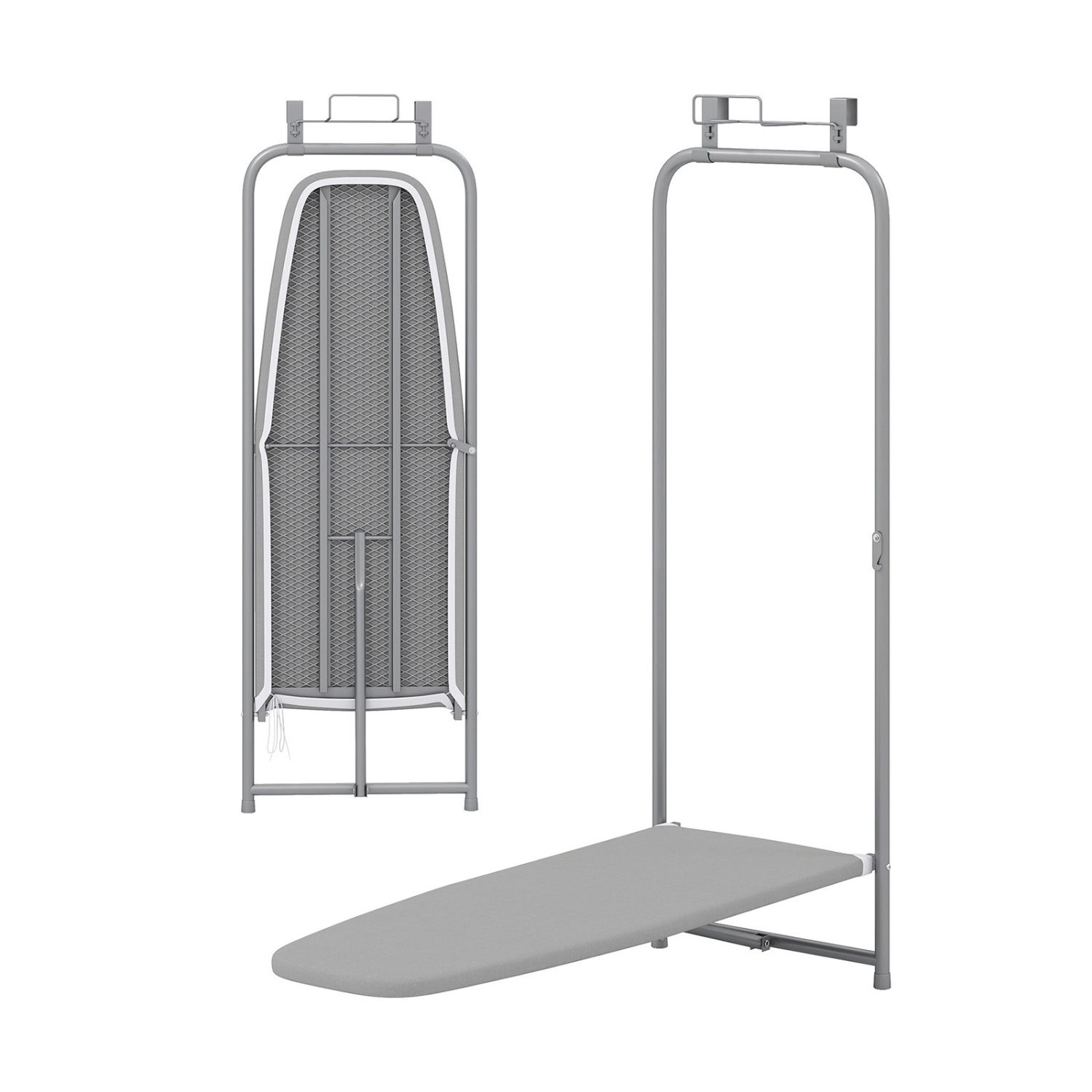 SlickBlue Gray Folding Ironing Board with Iron Holder and Door Hooks, Space Saving