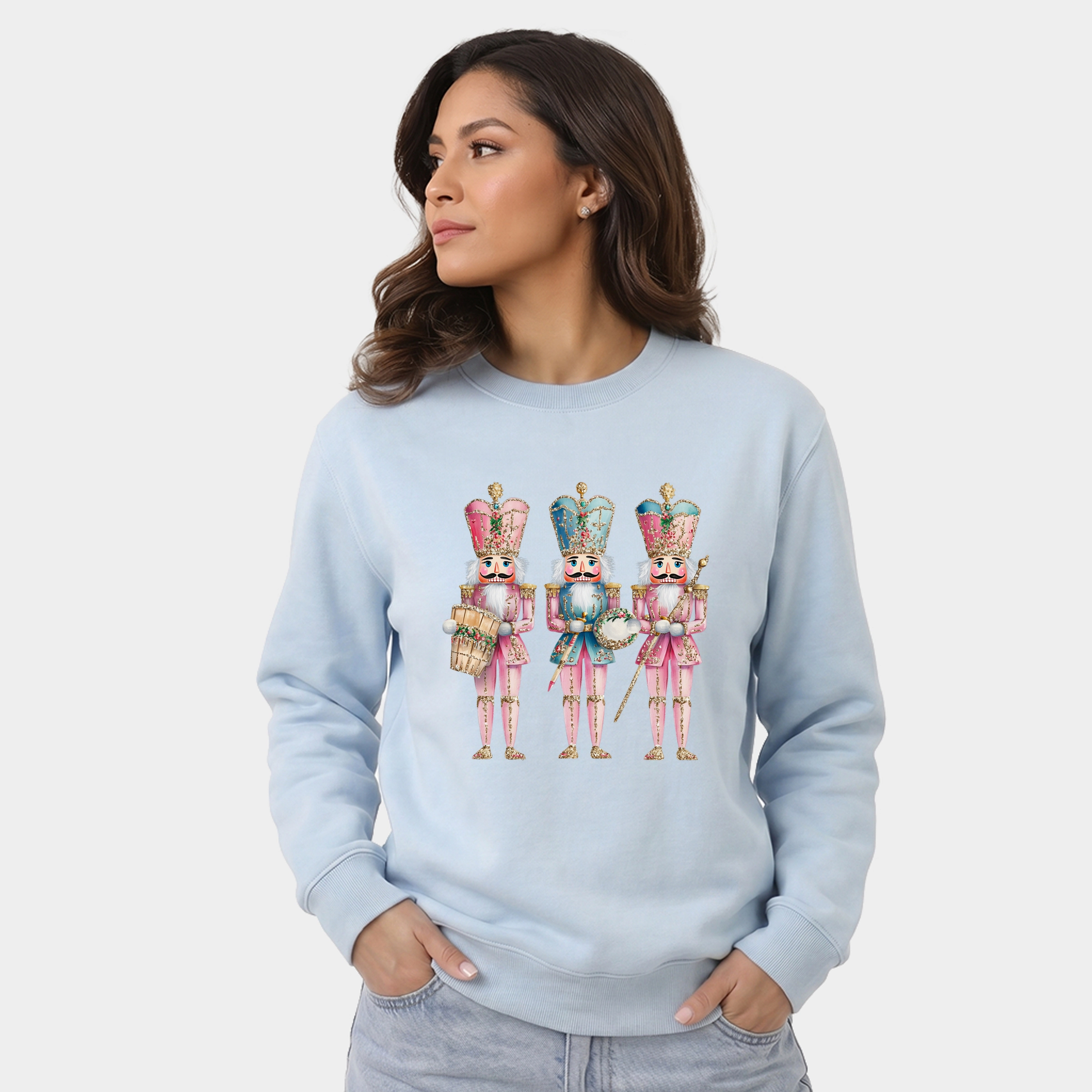 Simply Sage Market -  Women's Graphic Sweatshirt Nutcracker Pink