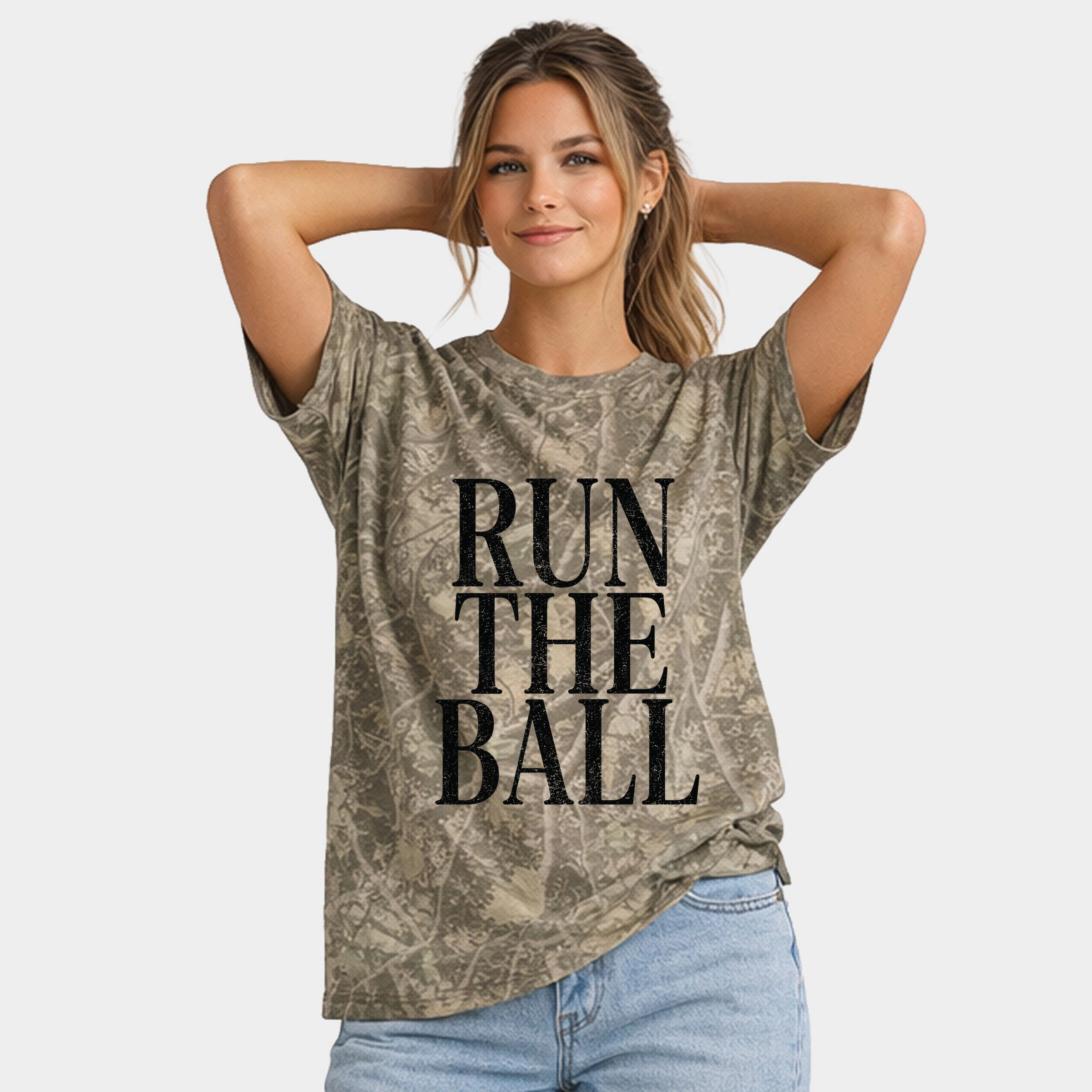 Simply Sage Market - Women's Heavyweight Camo Tee Run The Ball Tall