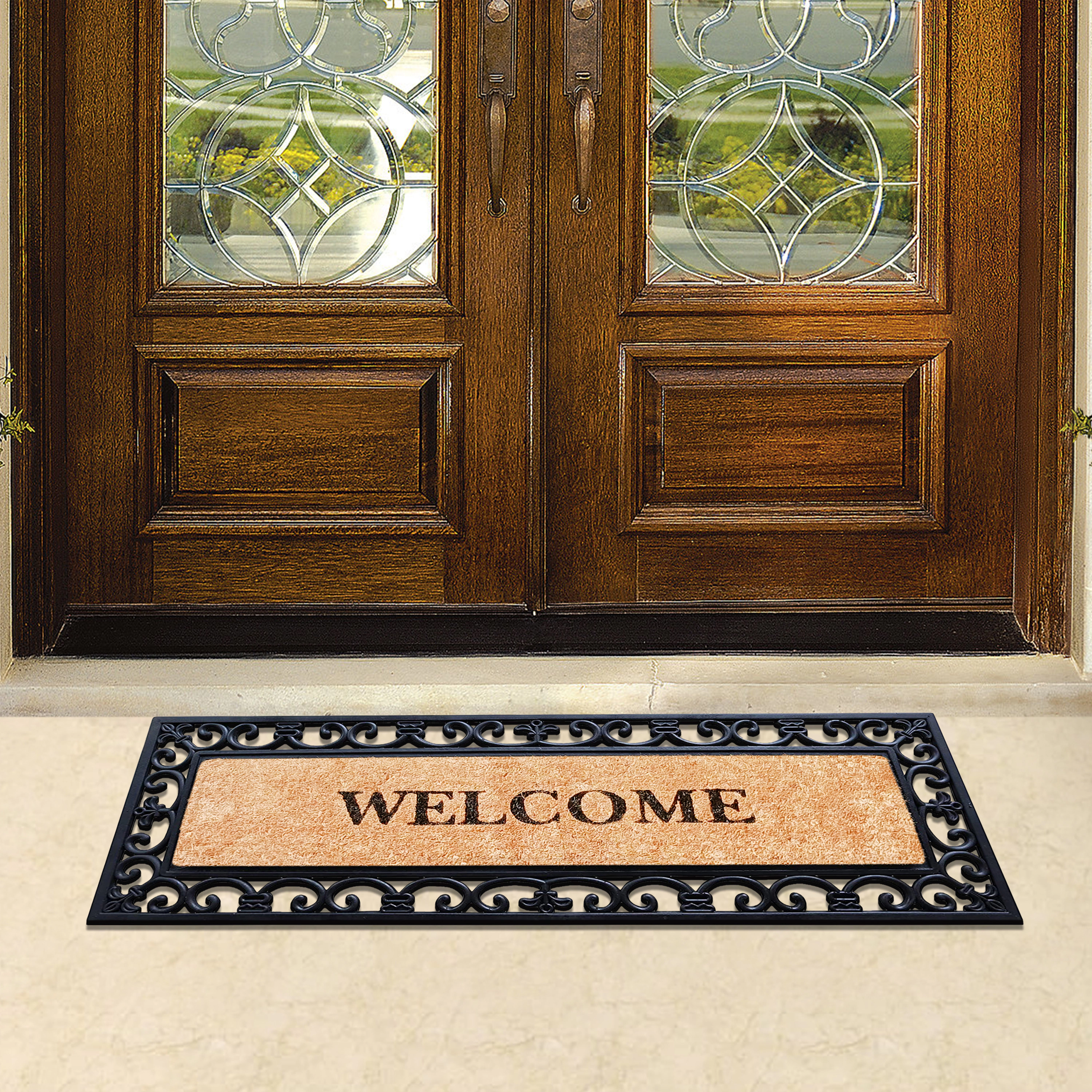A1HC Coir and Rubber Door Mat 48x18 Inches Heavy Duty Durable Low-Profile Myla Welcome