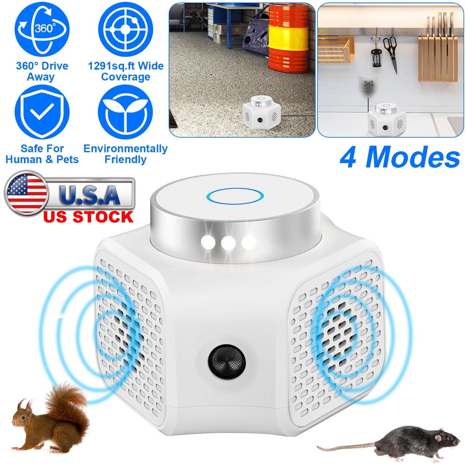 GBruno 360° Ultrasonic Rodent Chaser Plug-In
