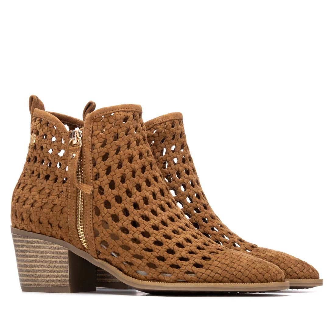 XTI Microfiber Womens Ankle Boots Pointed Toe, Block Heel