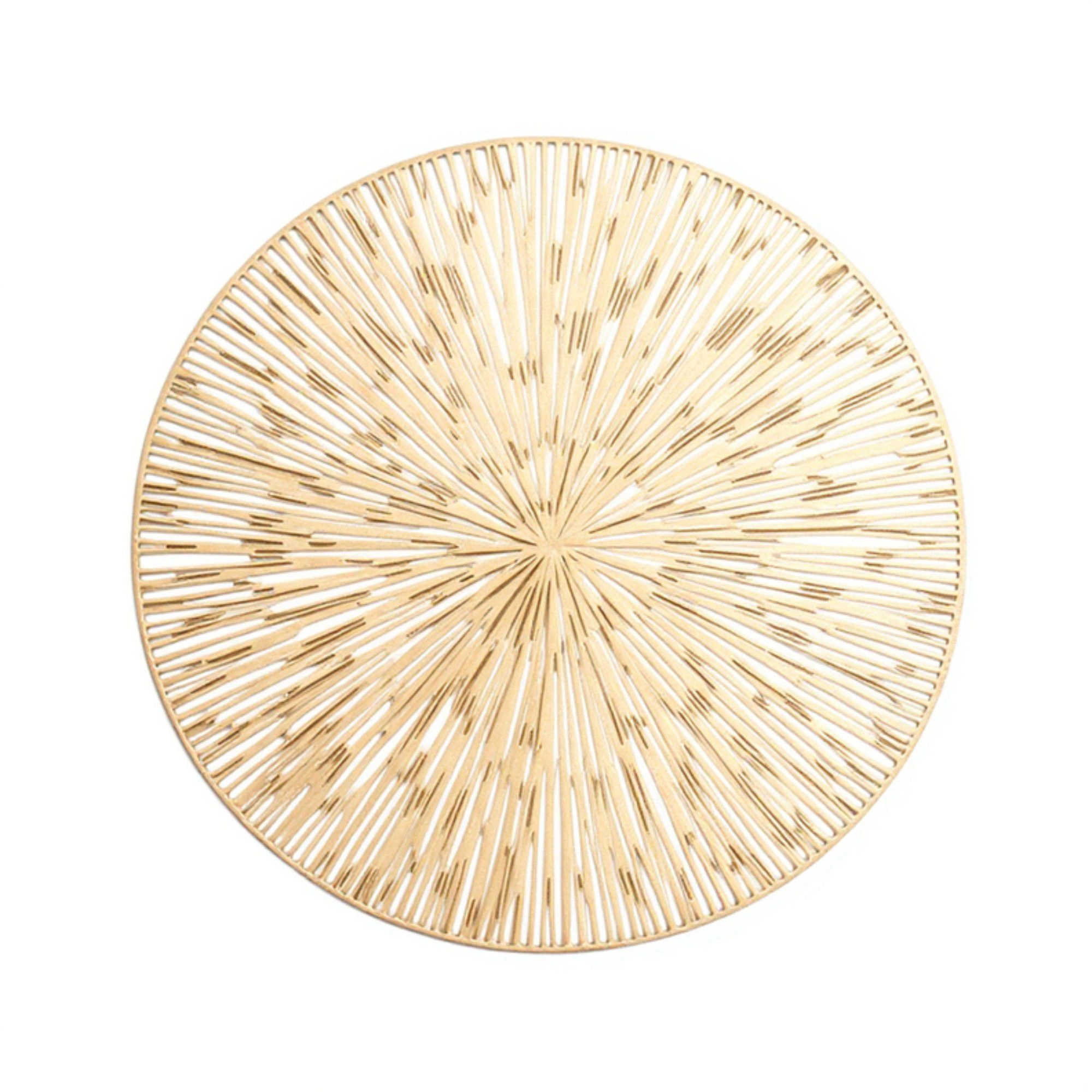 Alilang Unisex 4-Piece Round Woven Rattan Placemat with Radiating Sunburst Design