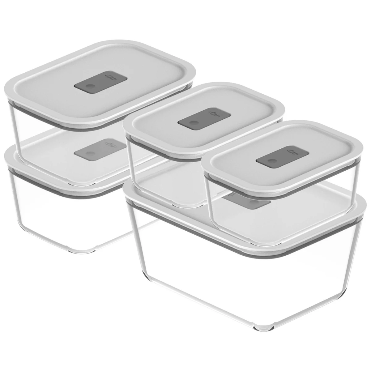 OU Glass Food Storage Container Set 10pc, Airtight Leak Proof Lids w/ Microwave Valve, Microwave Freezer Dishwasher Safe