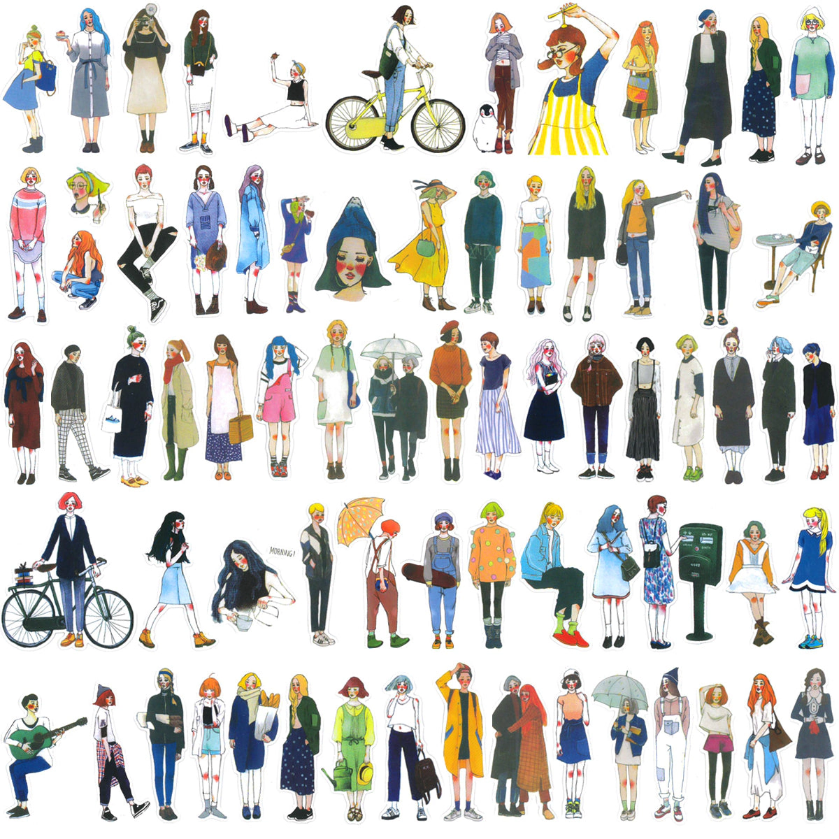 Wrapables Fashion Women People Vinyl Stickers for Scrapbooking, Journaling, Water Bottles, 170pcs, Cosmo Women