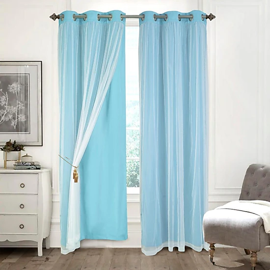 RT Designers Hendrix Double Layer Blackout Grommet Panel Pair - 2-Piece - 38"x84", Blue