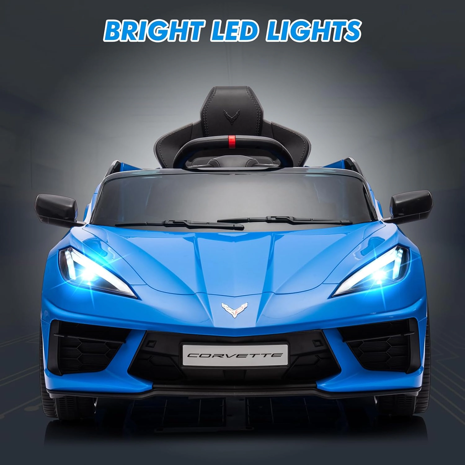 12V Kids Ride On Car, Licensed Corvette Battery Powered Electric Sports Car with Remote, LED, Music & Dashboard