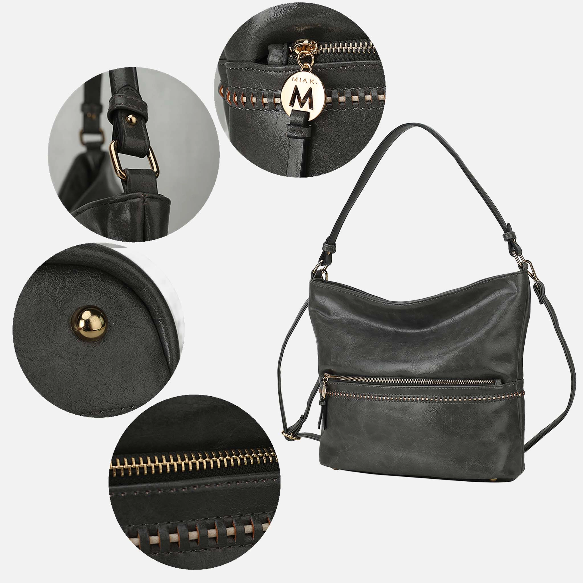 Mia K Collection Sierra Marbled Vegan Leather Shoulder Bag, Gold-Tone Hardware