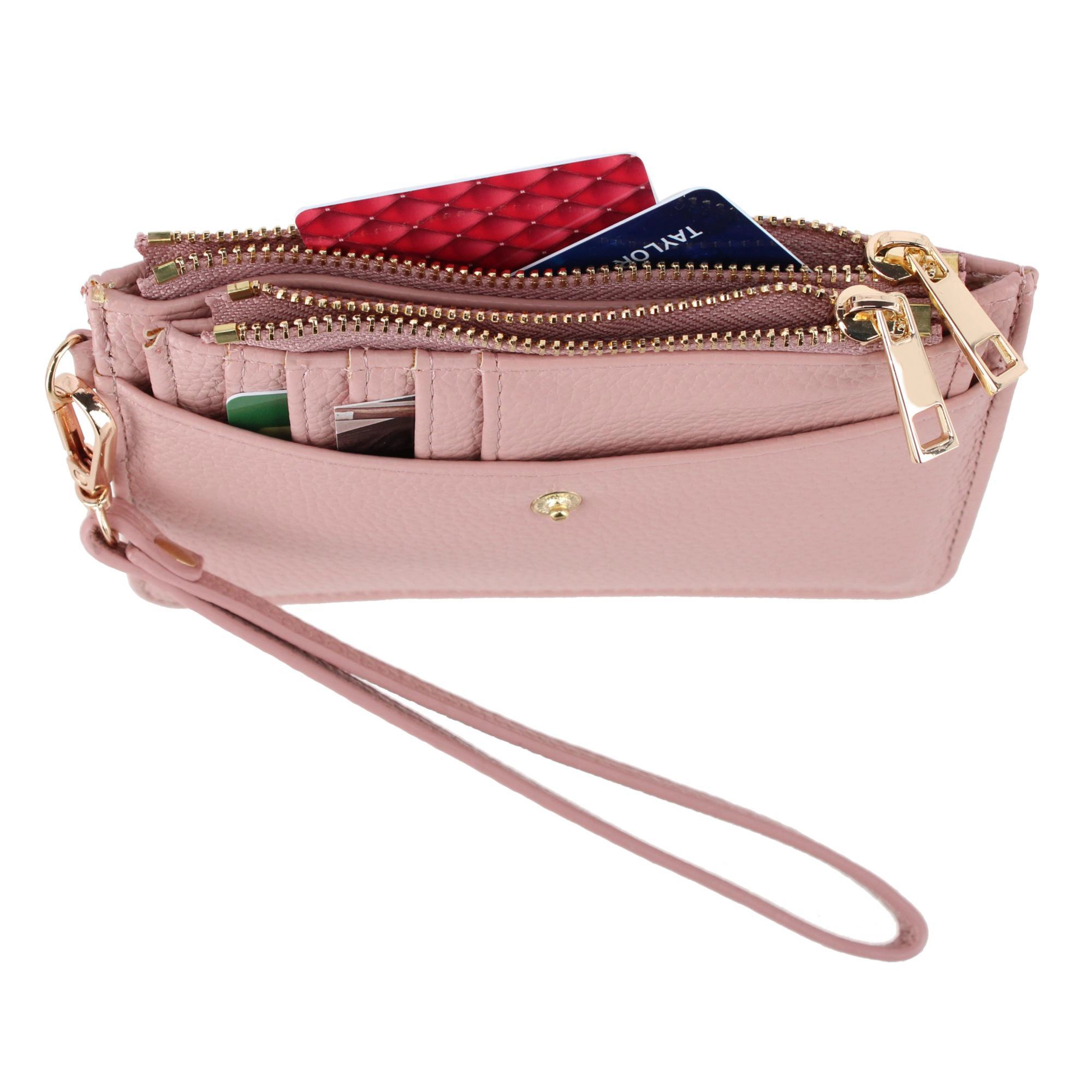 CTM® Women's Premium Faux Leather Solid Color Card Case Wristlet