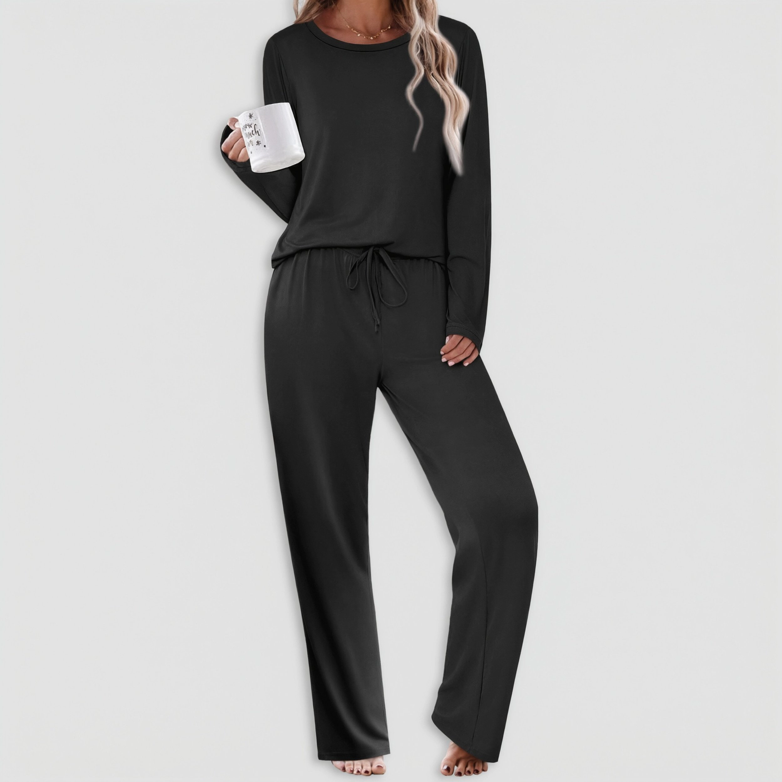 Ekouaer Womens Pajama Sets Two Piece Sleepwear Soft Pajamas Long Sleeve Comfy Loungewear