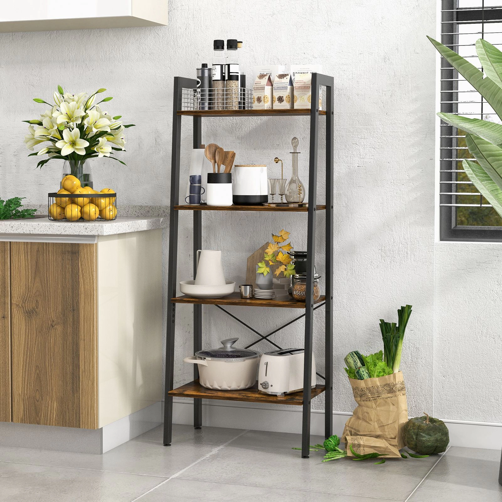SlickBlue Industrial 4-Tier Storage Shelf with Metal Frame